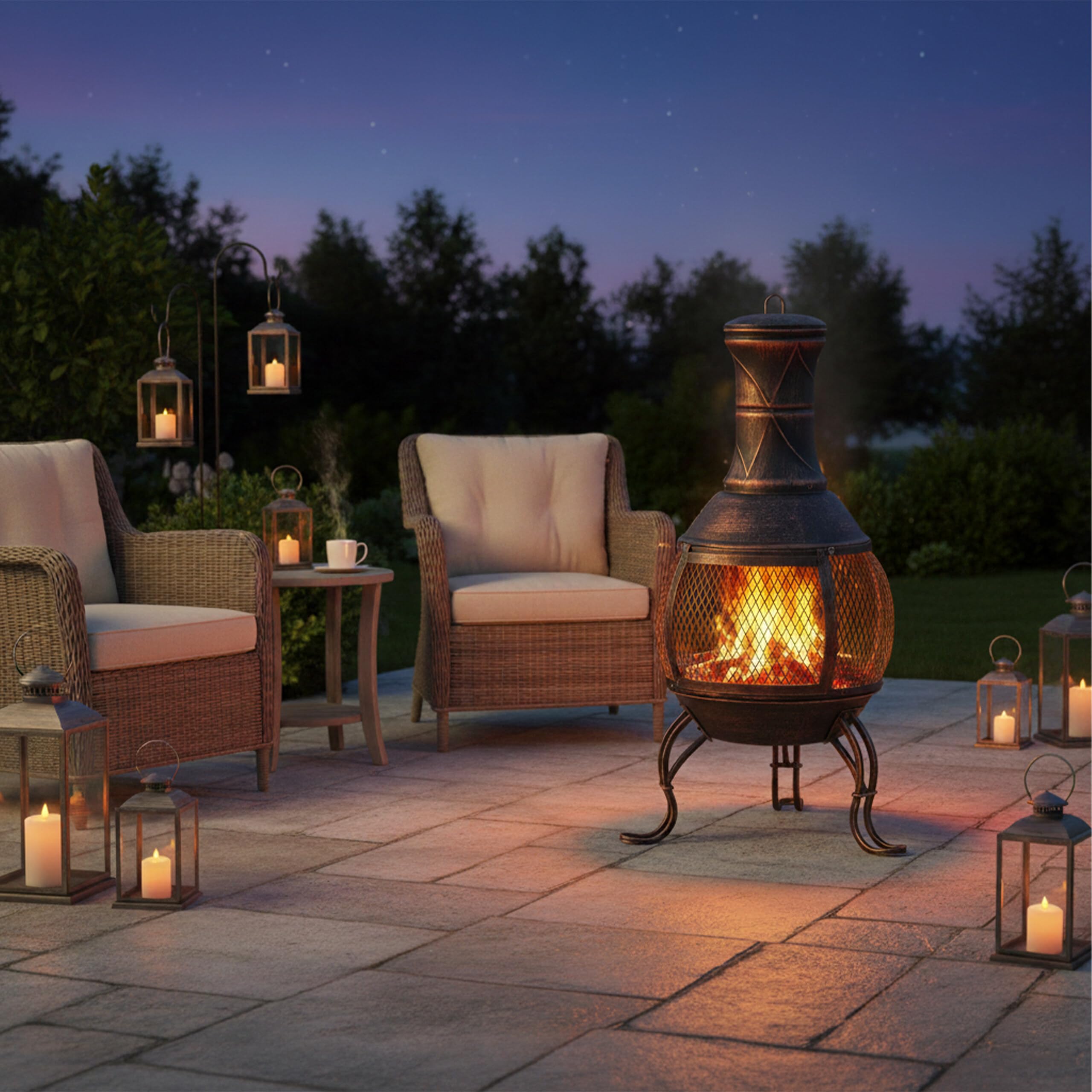 Relaxdays Brasero de Jardín, Atizador, Rejilla, Protección Antichispas, Parrilla, Horno Exterior, Altura 89 cm, Bronce