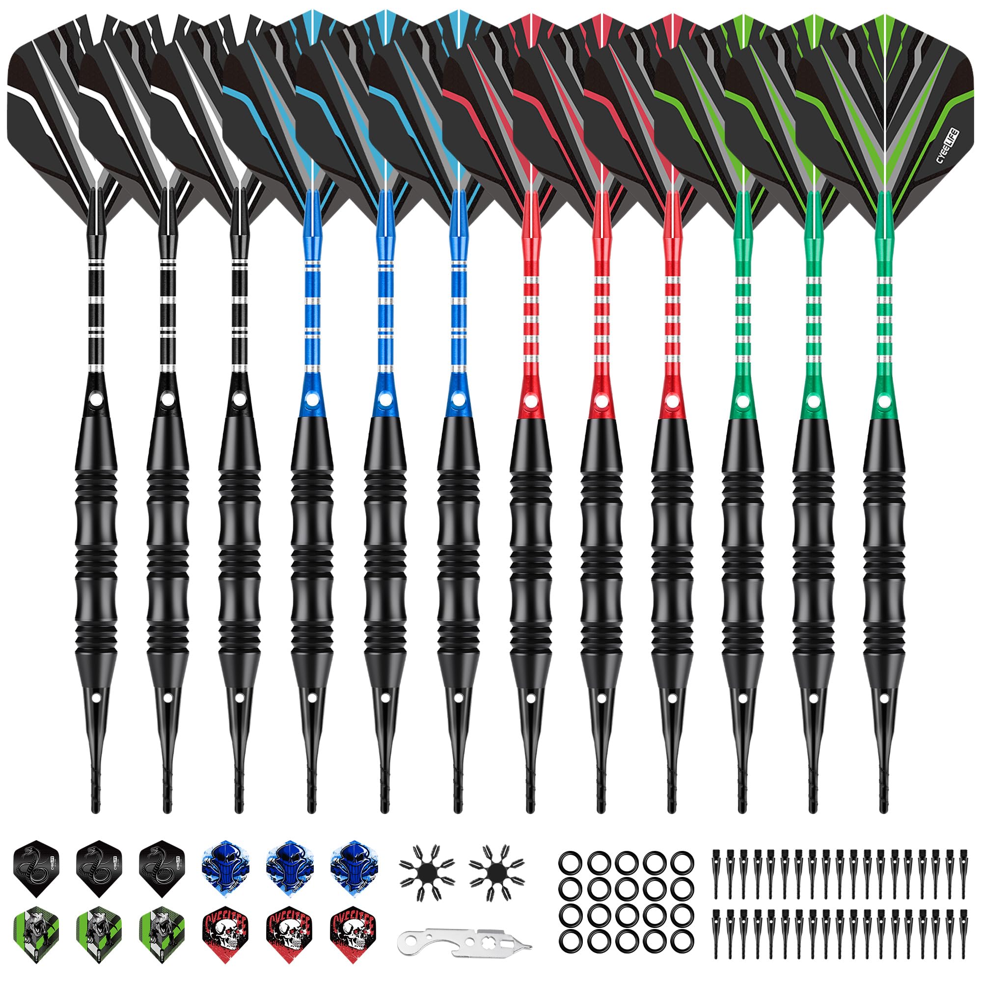 CyeeLife Dartpfeile mit kunststoffspitze, 12 Stück Soft Darts Pfeile Set, 20 Gramm Profi Softdarts dartpfeil für elektronische dartscheibe