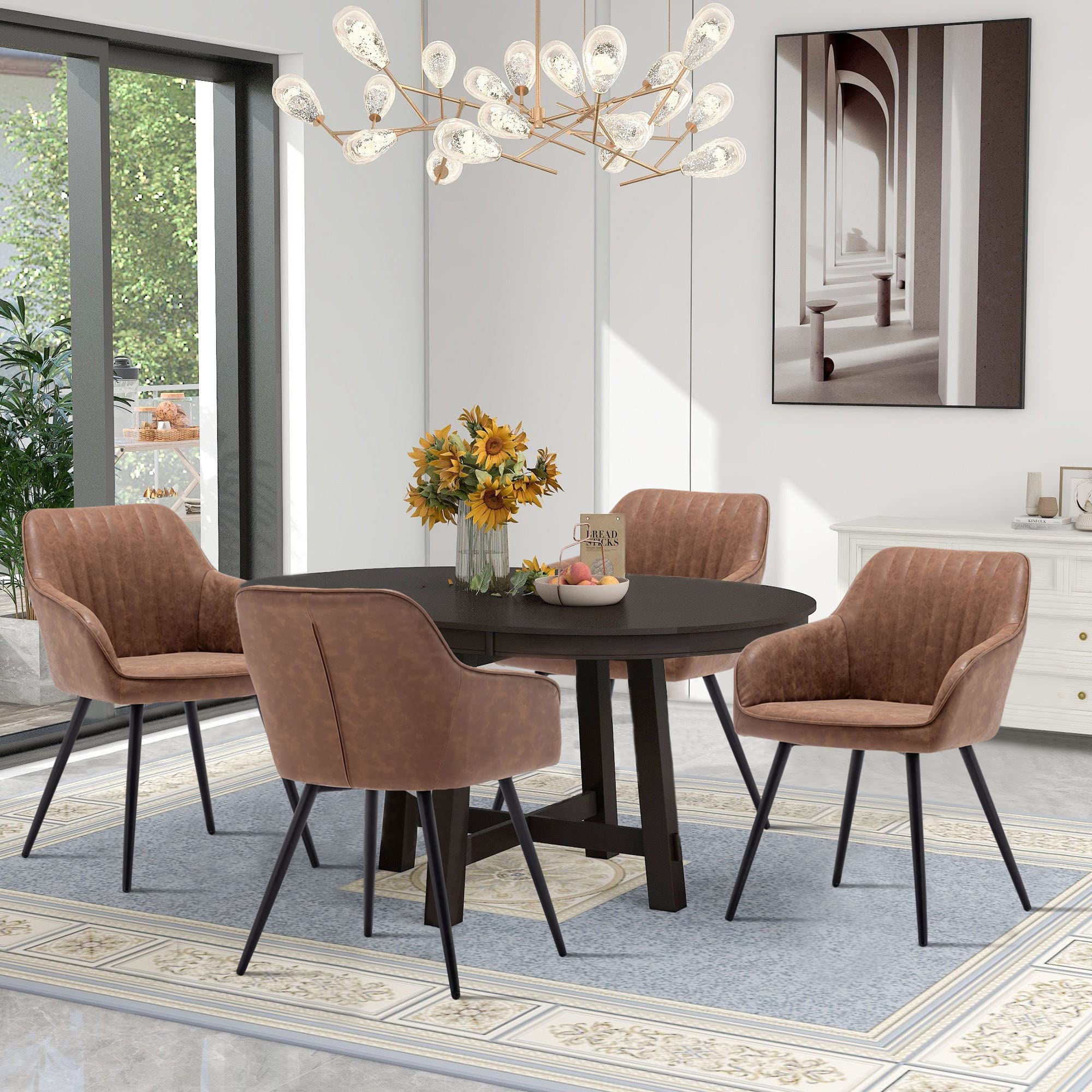 Pop Maison Boston Faux Leather Arm Chairs (Set of 2)