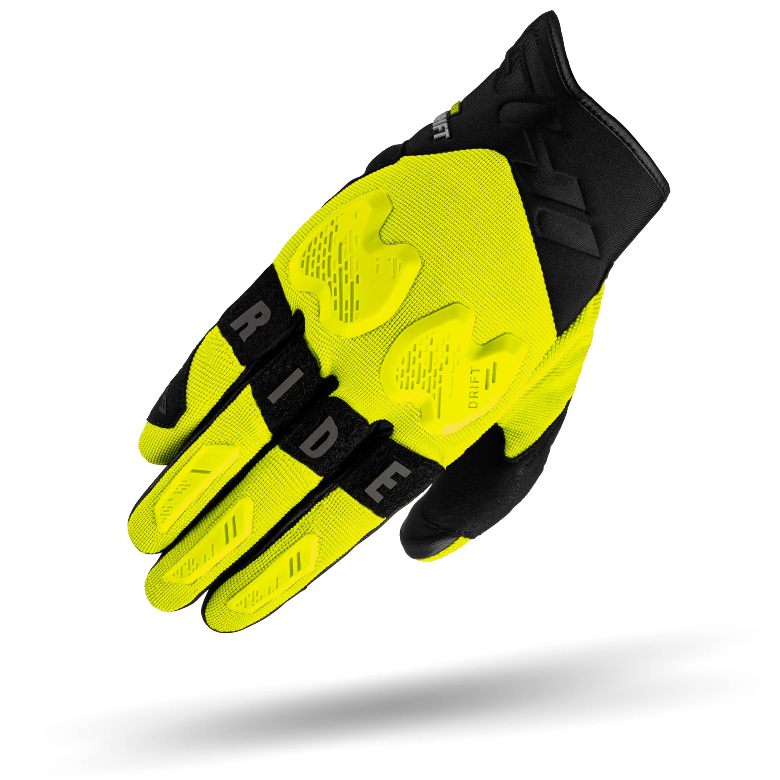 SHIMA DRIFT GLV Motorbike Gloves Men Leather Long Summer Biker Armoured Protectors Motorcycle Perforated Ventilated Reinforced Touchscreen Motorsport Glove Racing Motorbikes (Mens, Fluo, M)