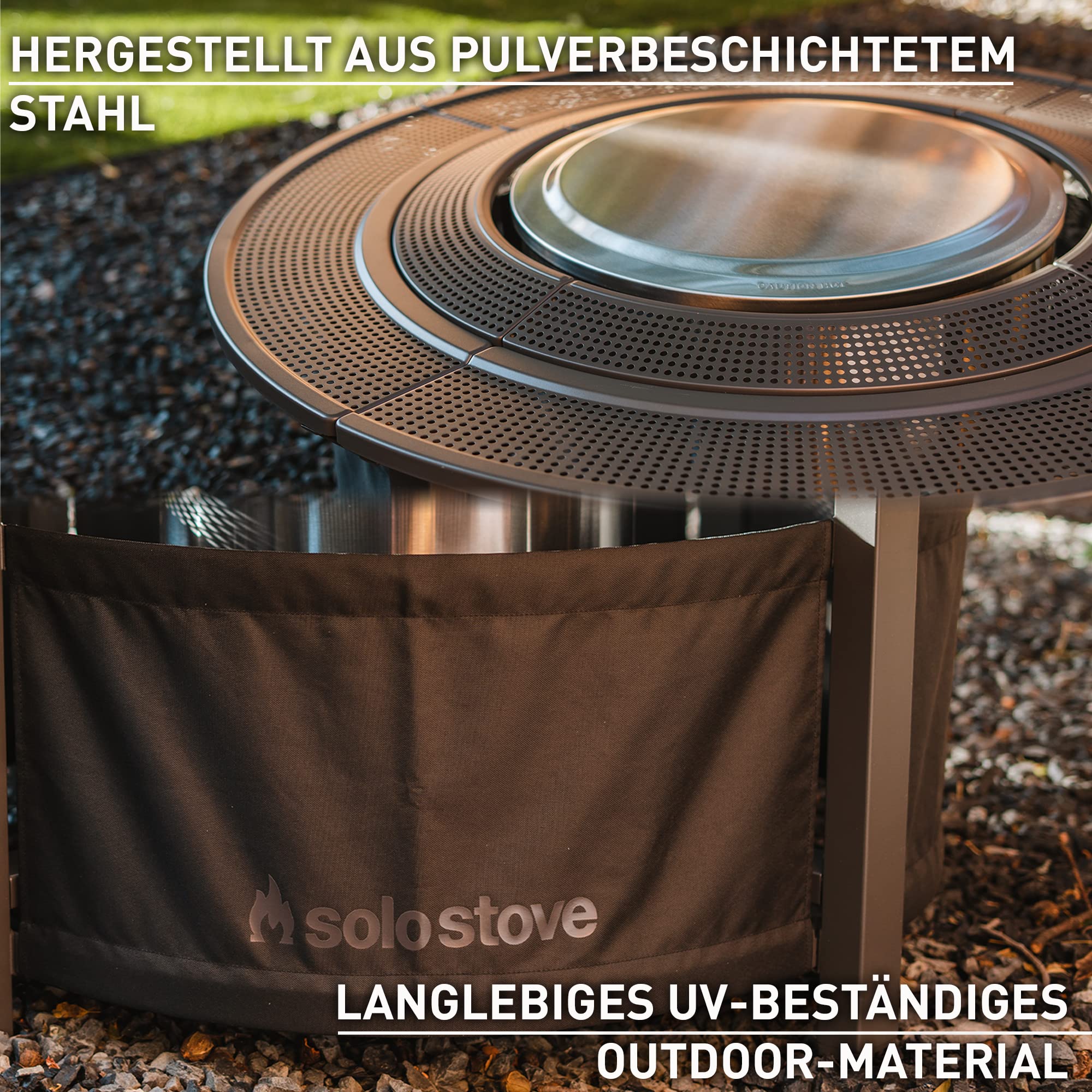 Solo Stove Surround Feuerstellentisch mit Hitzeschutz, Groß | Erhöhung und Aufbewahrung für Yukon, Pulverbeschichteter Stahl/UV-beständiges Material, Maße (HxB): 52 x 133,5 cm, Schwarz