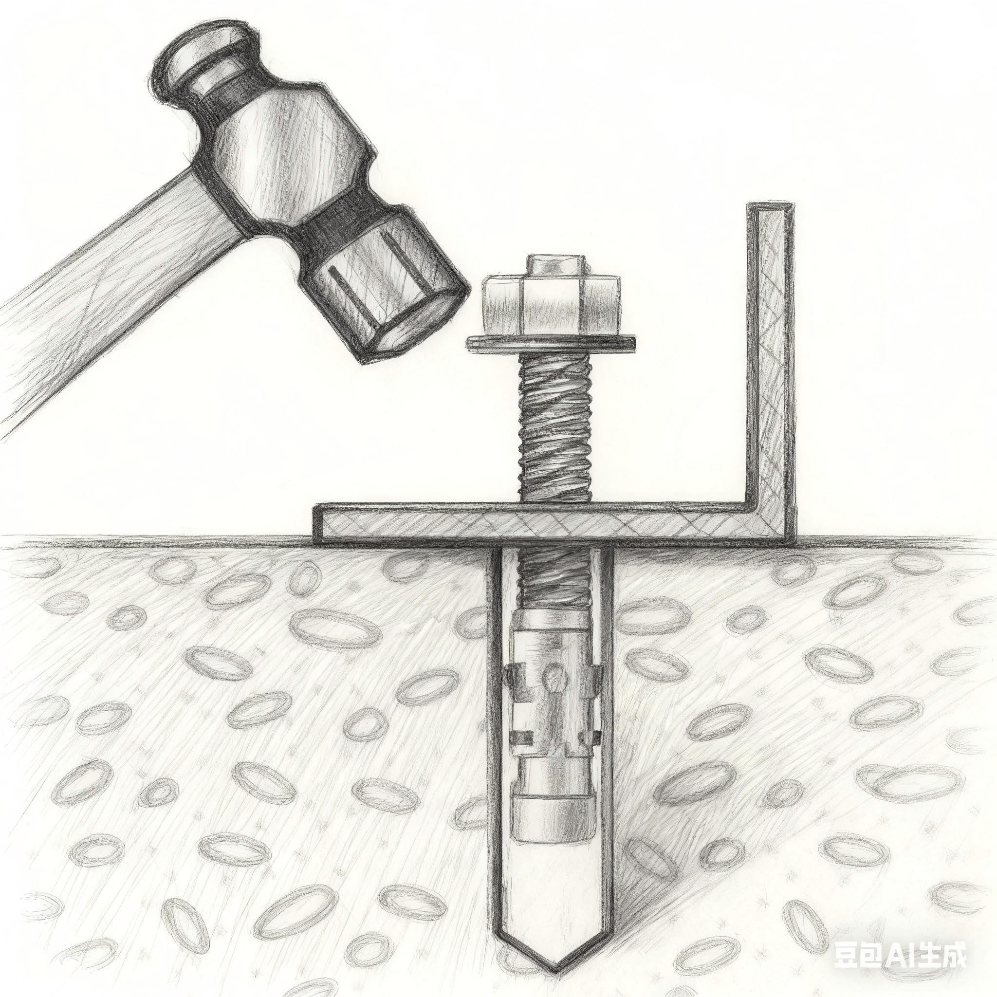 SANTIE Tasselli a cuneo zincati a testa esagonale per calcestruzzo, 1/4" x 2-1/4", confezione da 100