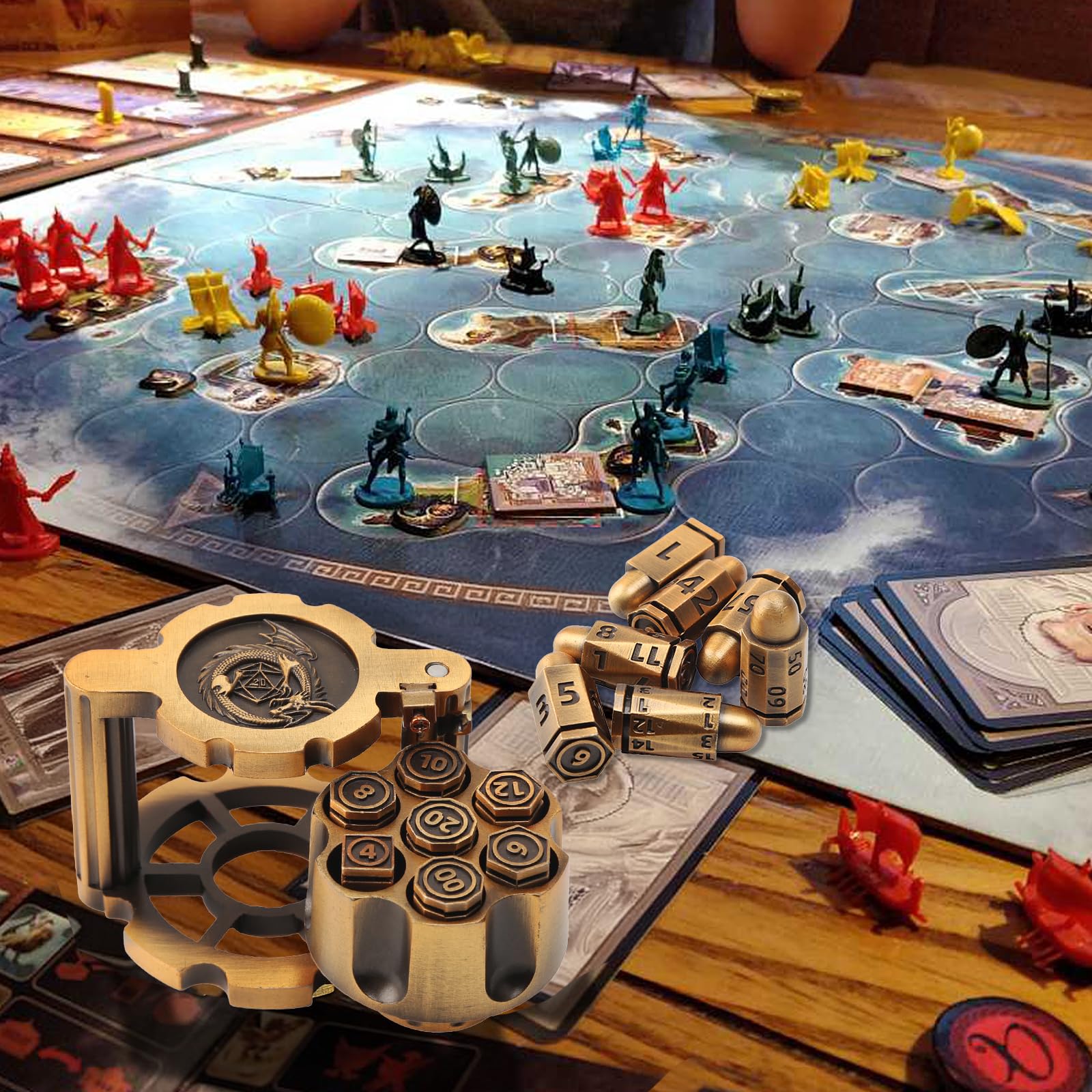 iFCOW Set di 7 dadi poliedrici in metallo a forma di proiettile per i giochi da tavolo TRPG