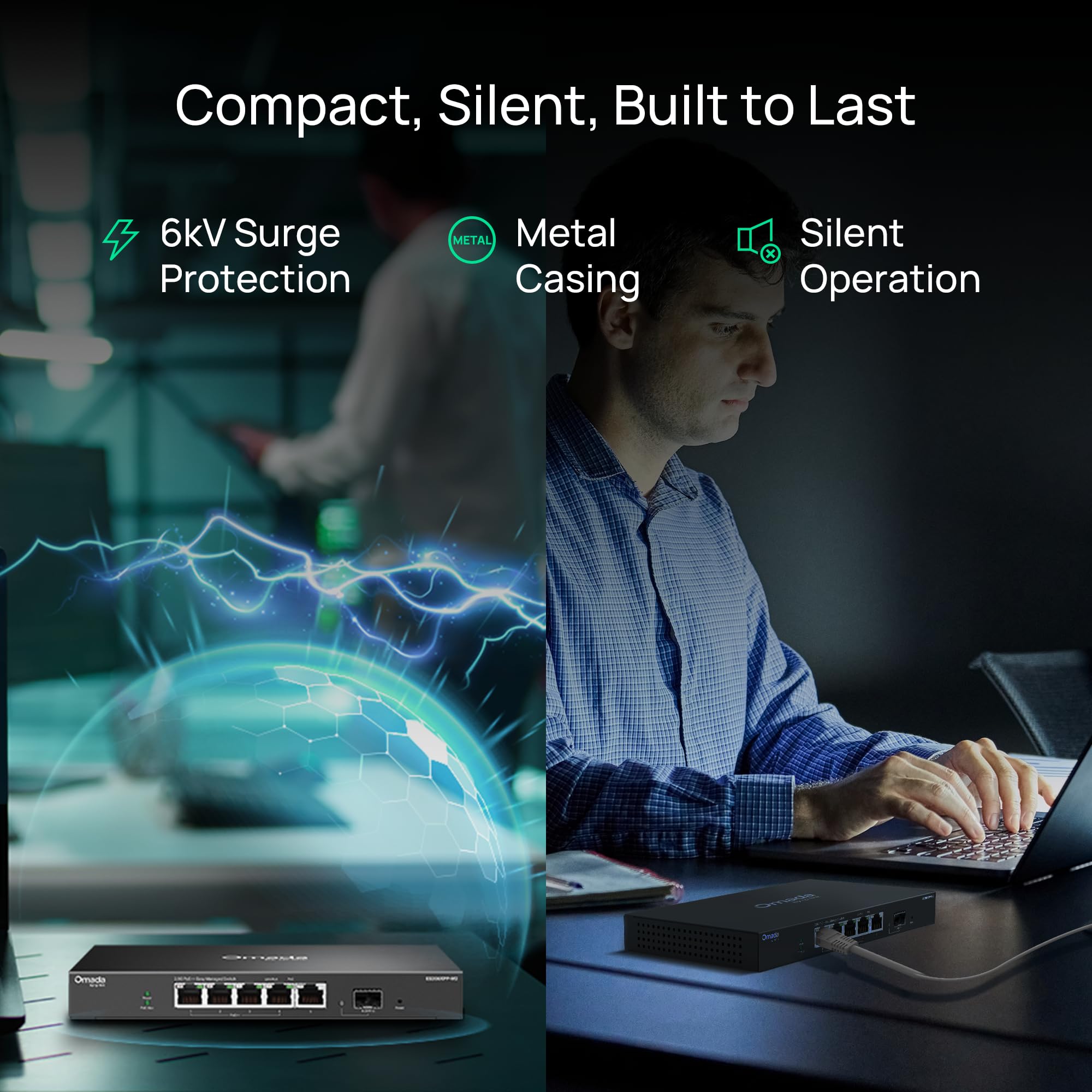 TP-Link Omada - Interruttore PoE a 5 porte, 2,5 G, facile da gestire, bilancio 120 W, PoE++ Conforme, porta SFP+ 10G, recupero automatico PoE, VLAN, prevenzione di loop automatico, senza fan, gestito