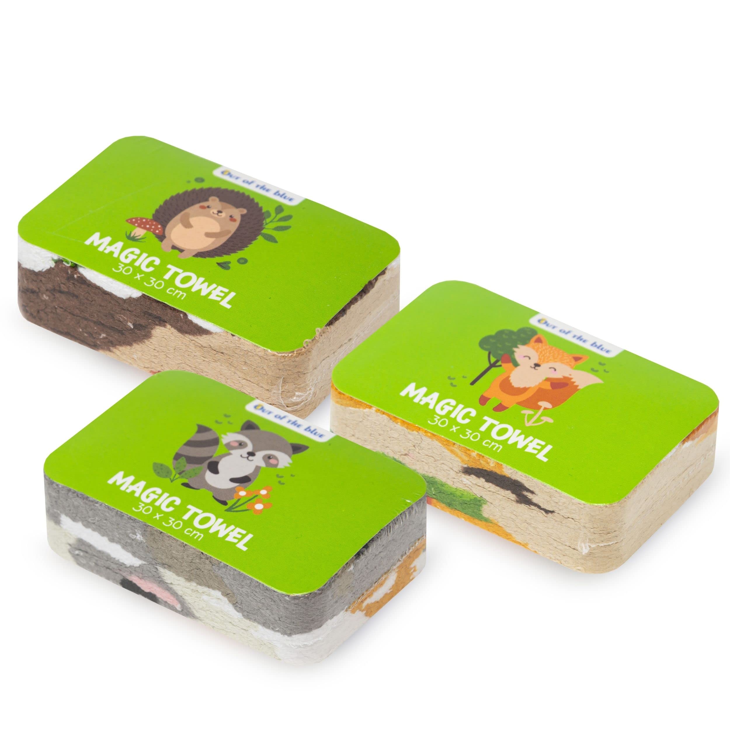 3X Serviette Magique Pour Enfants Avec Motif Animal – Magic