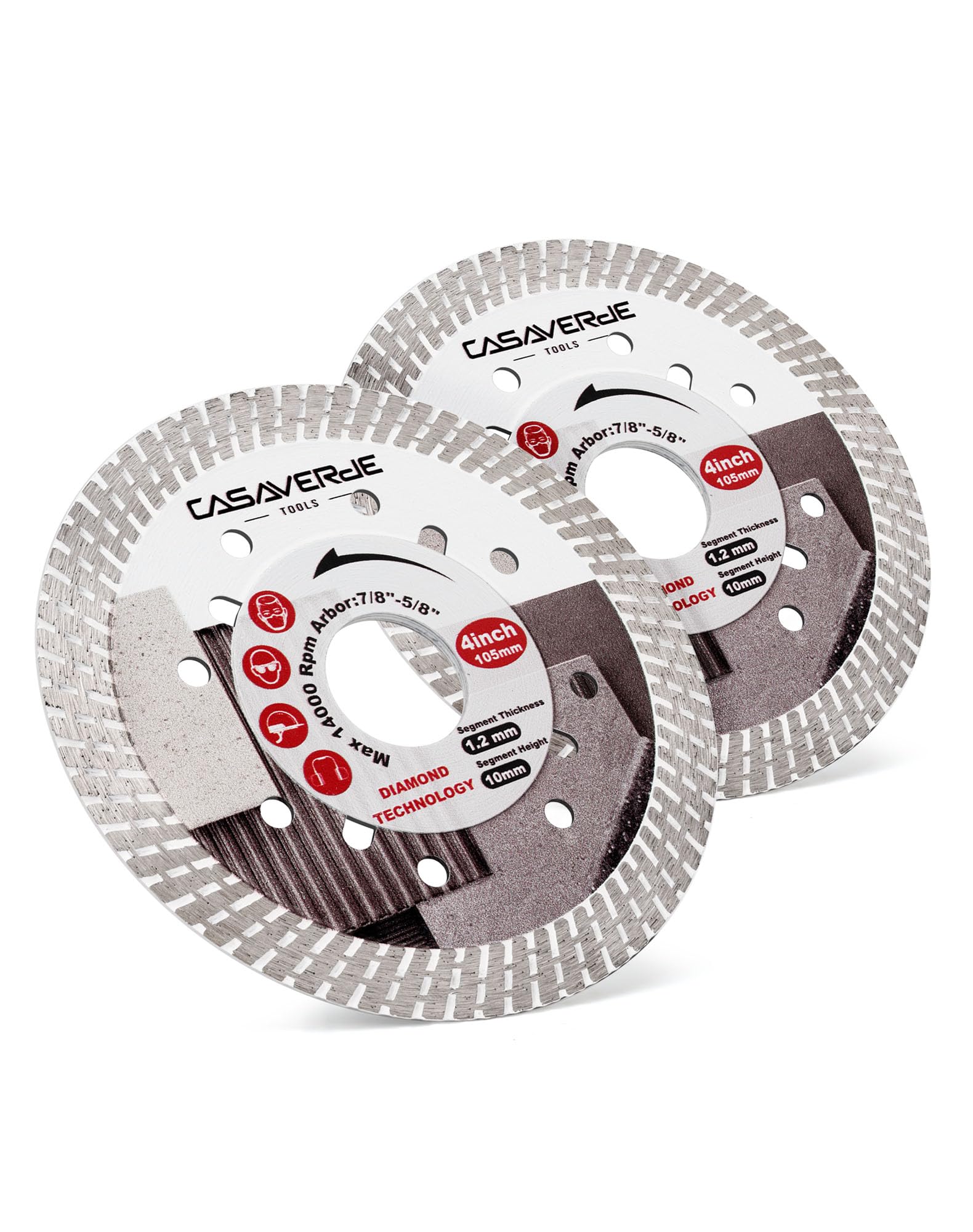 Casaverde 2Pc 105mm/4" Ceramic Diamond Cutting Disc - Porcelain Tile Blade Cut on Hard Tile,Ceramic,Marble,Granite,Porcelain - Image 2