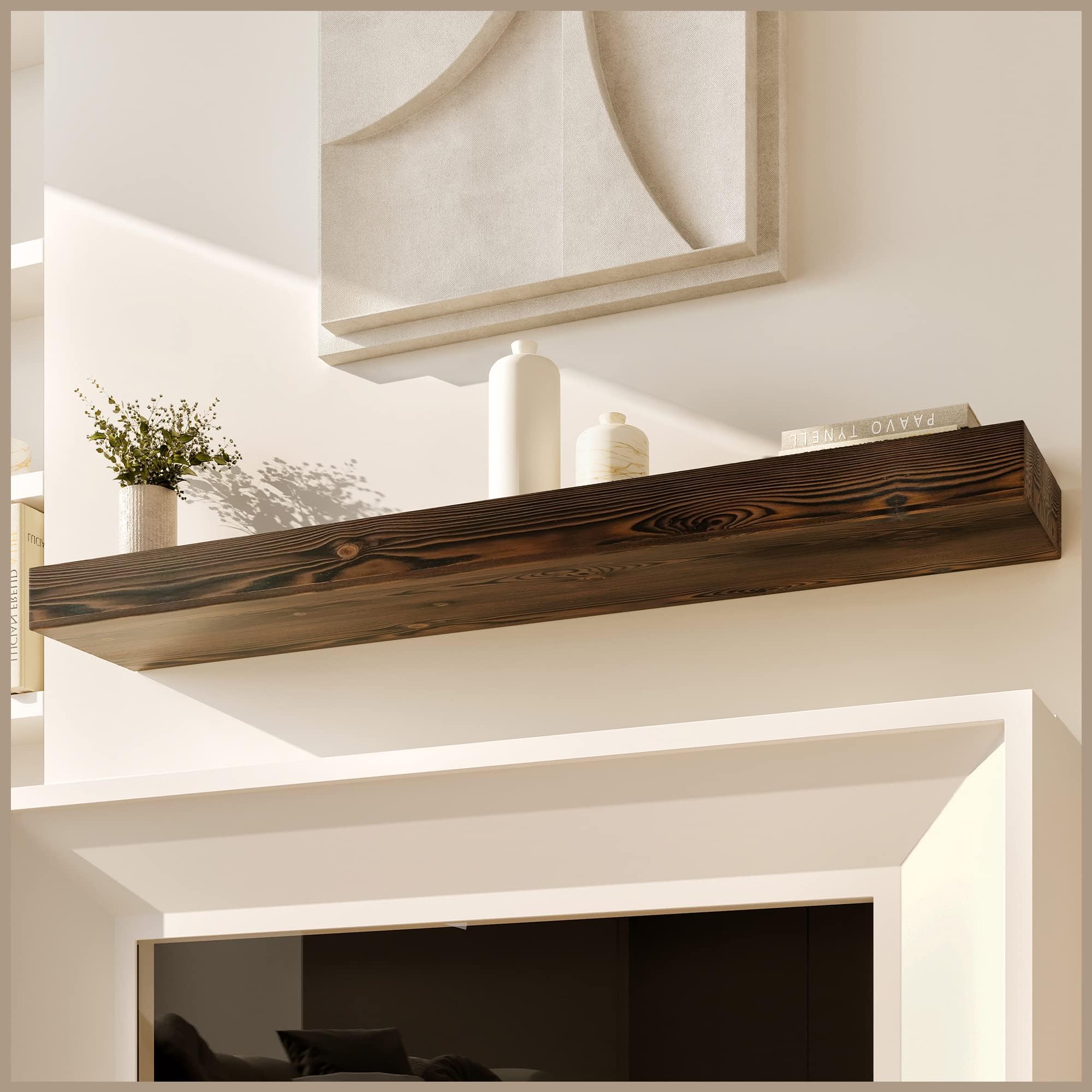 Dogberry Collections Rustic Mantel Shelf, Silverwood, 60