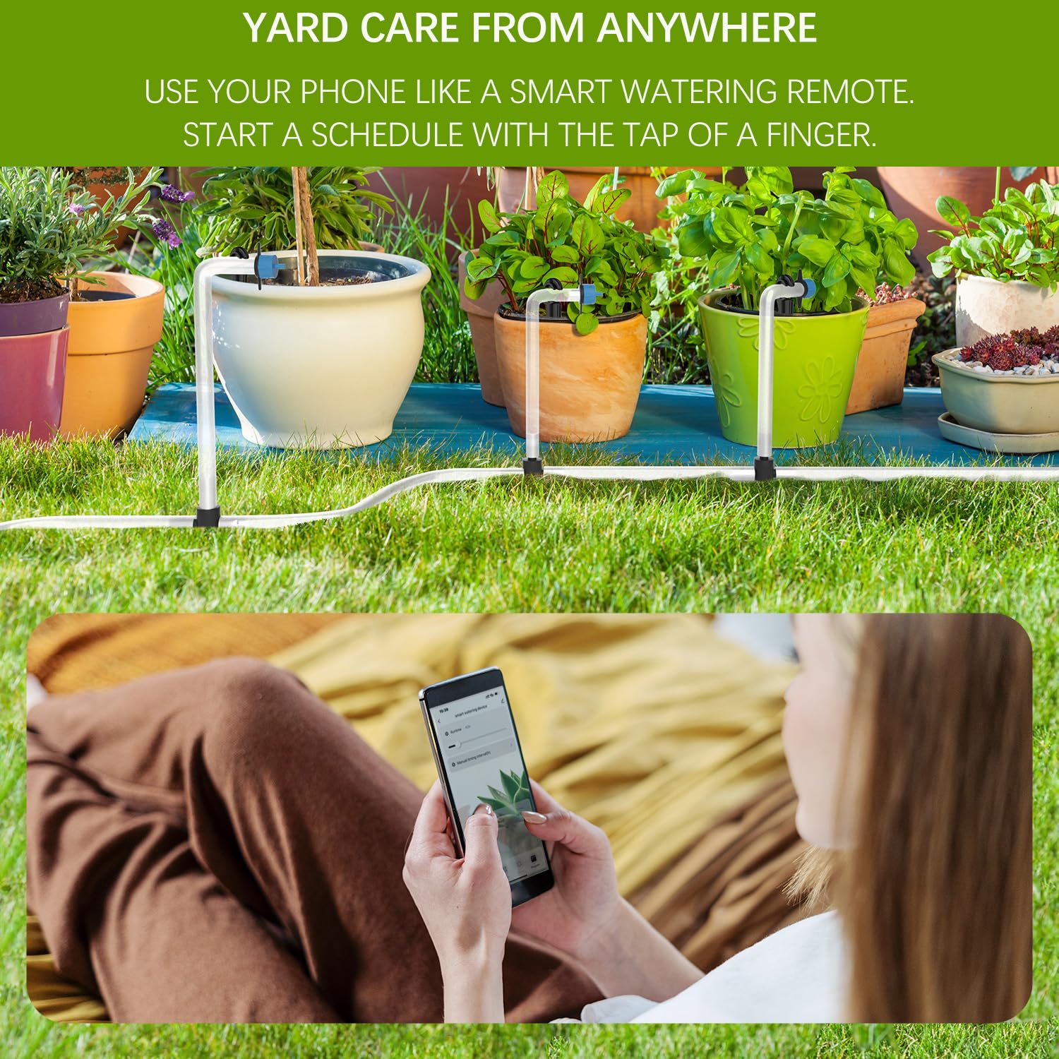 Automatic Drip Irrigation System, Plant Watering Devices with Timer, Plant Watering Devices for 20 Potted Plants, Indoor Outdoor Garden, Raised Beds, Greenhouse& Compatible with Alexa