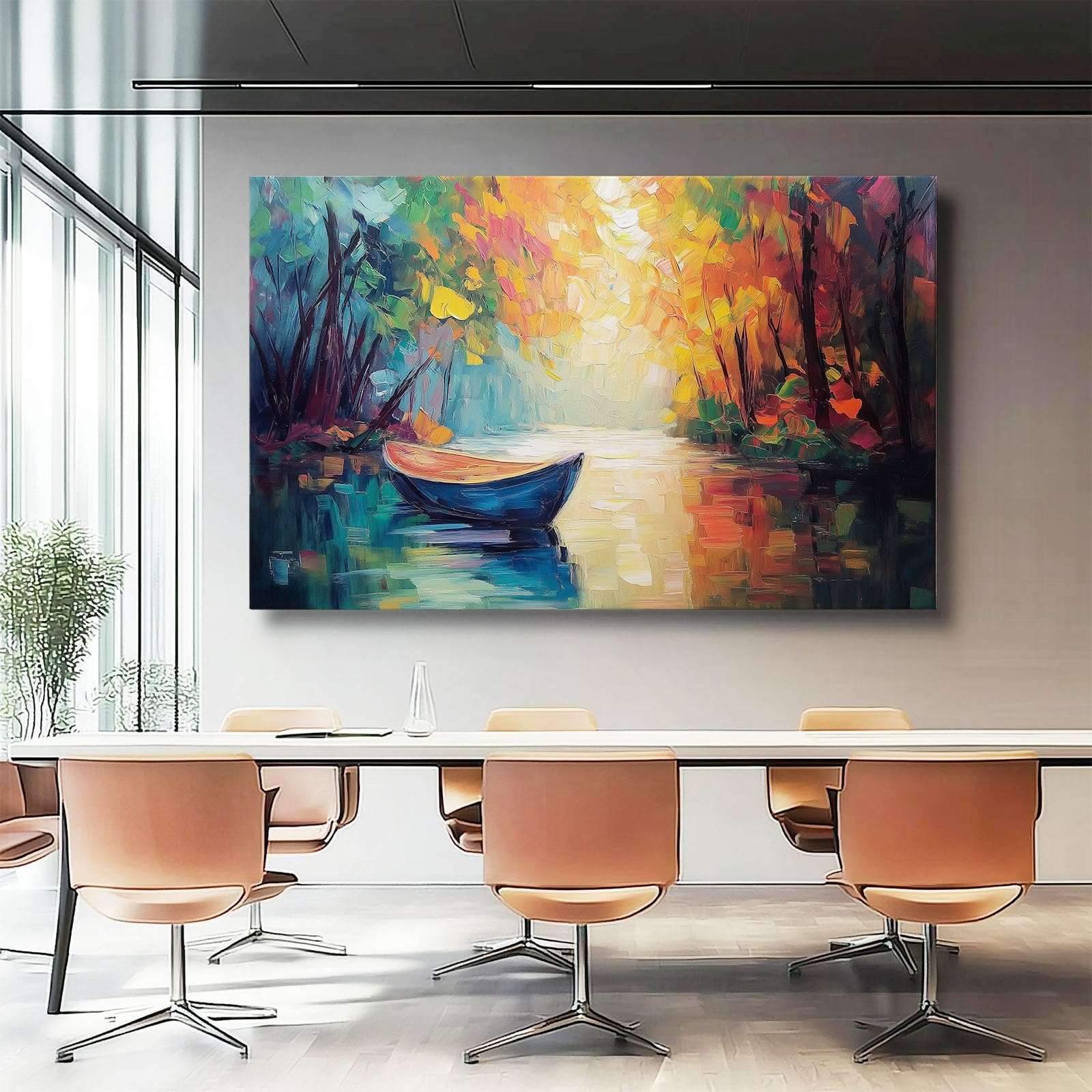 Impression sur Toile Decoration Murale Peinture 120L x50l cm Tableaux Art Décoratif Muraux Décoration Chambre Abstrait, Bois, Rivière Abstrait - Moderne Couleur chaude