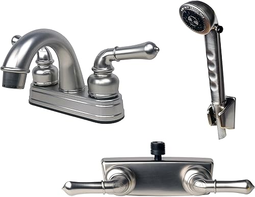 2001CP3220CP4120CP RV grifo de baño con ducha de mano a juego Combo acabado cromado