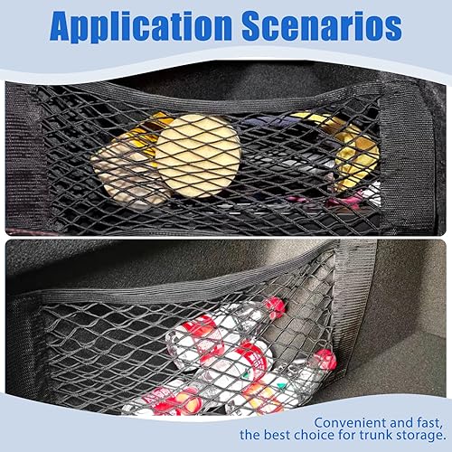 Miniatura 7 de Red de carga de malla para almacenamiento de maletero de automóvil, organizador de almacenamiento de carga automático, bolsillo elástico universal,