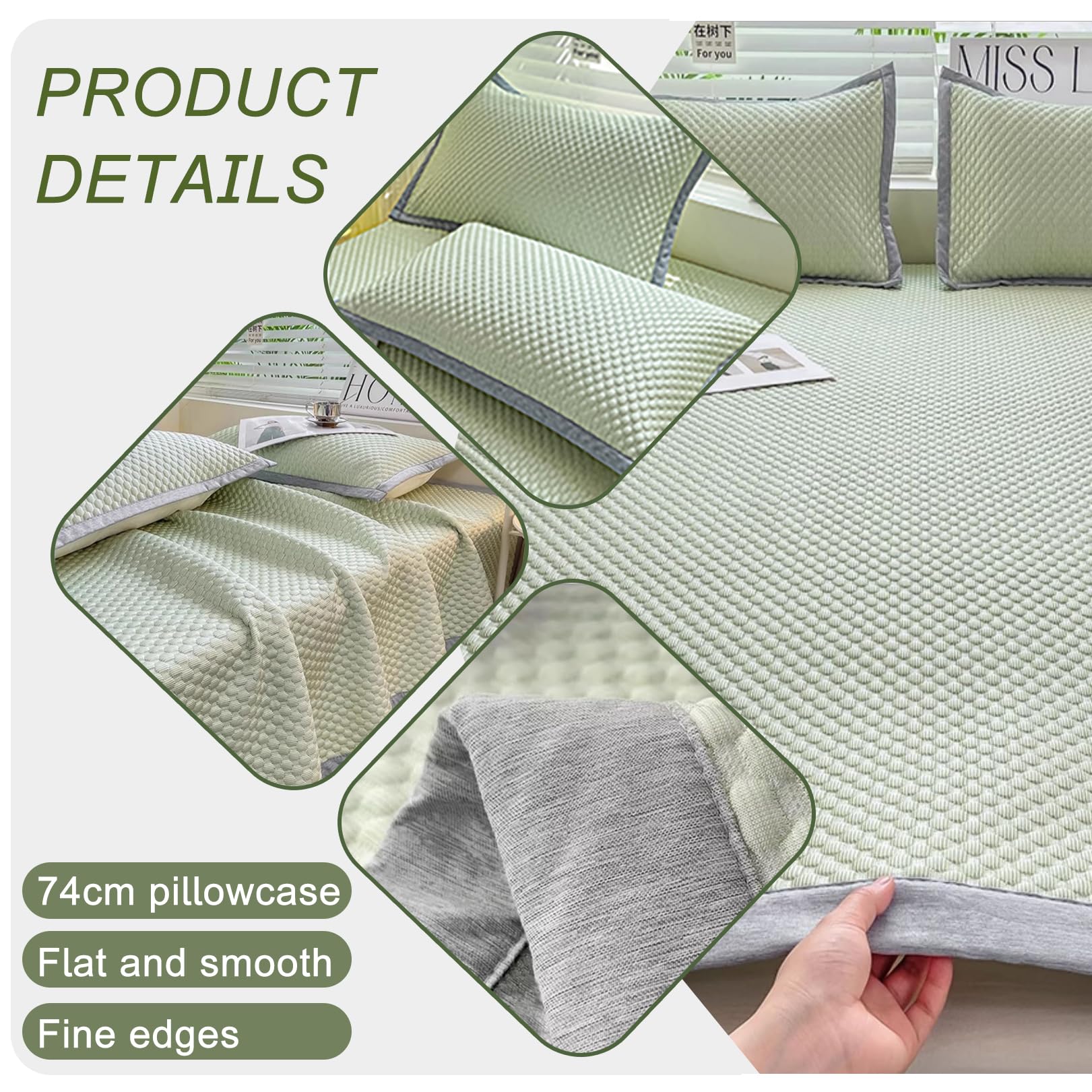 Sommer Kühlendes Bettlaken mit 2 Kopfkissenbezügen, Kühlende Matratzenauflage für Einzel- Doppel- Super King Bett, Tragbare Kühlende Schlafmatte Waschbar(Size:180×200cm,Color:Grey-A)