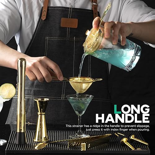 Miniatura 5 de Homestia Hawthorne Colador de cóctel  Colador de barra de acero inoxidable para bartending, colador de bebidas para barmanes y mixólogos, colador de