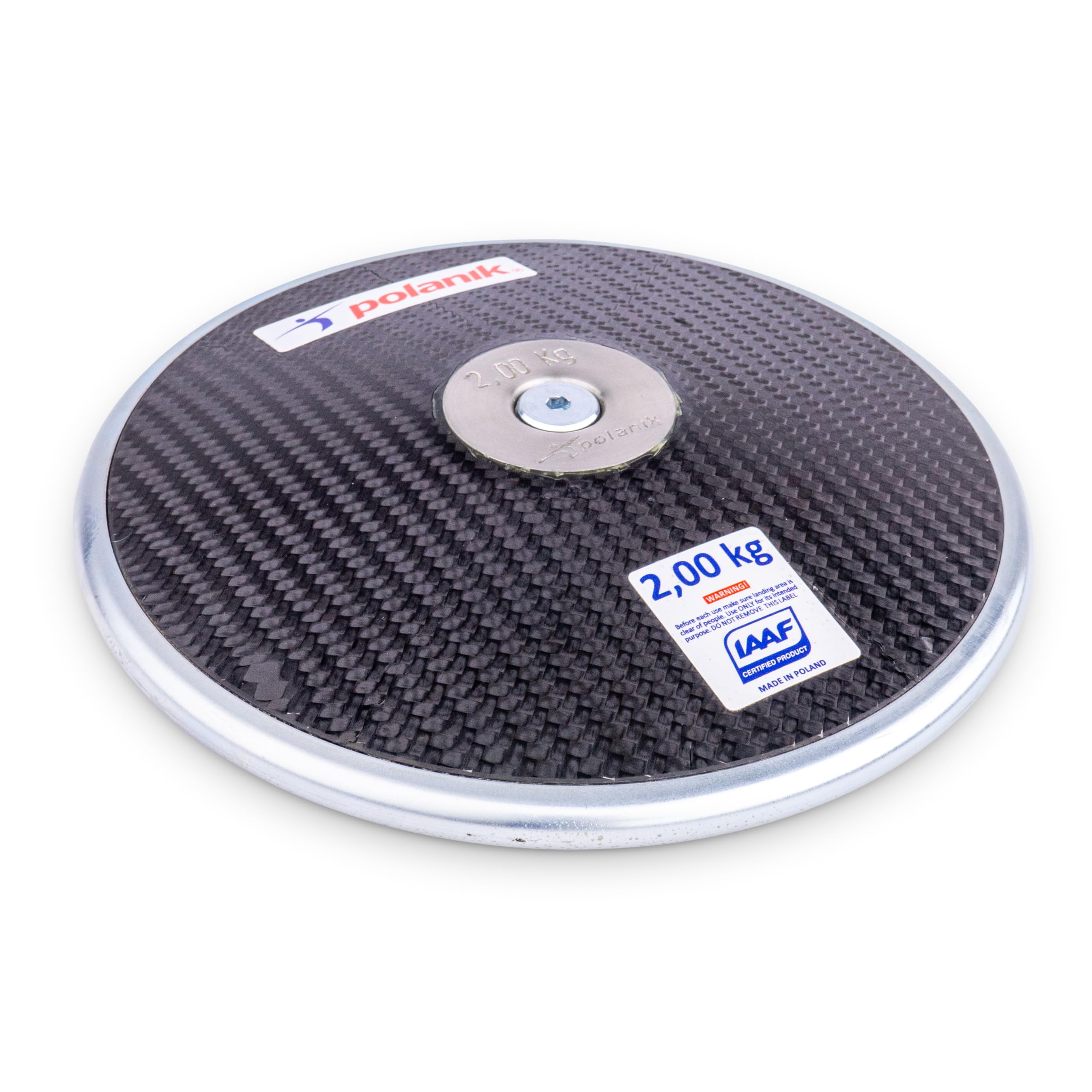 Polanik Disco de competición CCD20 Carbon con Placas centrales | 2,00 kg | Certificado WA I-20-1008 | Peso del aro 74% | Disco para lanzadores Profesionales y competiciones de Alto Nivel
