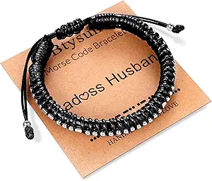 Inspirational Gifts for Men Morse Code Bracelets Mens Bracelets Graduation Gifts for Him Fathers Day Adjustable Leather Bracelet Motivational Birthday Annivesary Jewelry Stocking Stuffers for Men