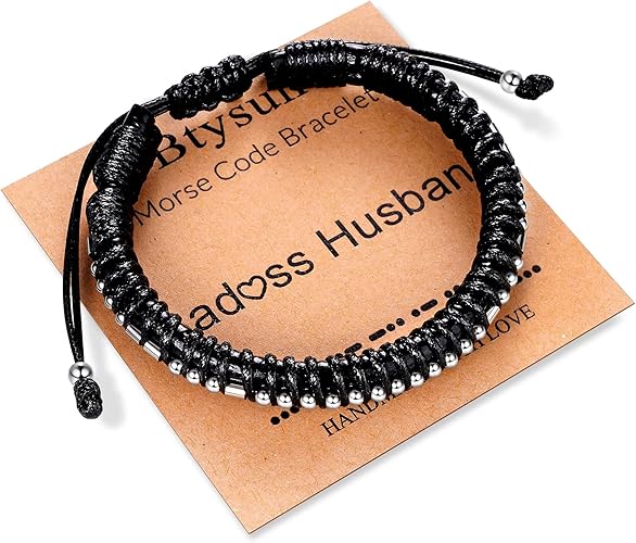 Inspirational Gifts for Men Morse Code Bracelets Mens Bracelets Graduation Gifts for Him Fathers Day Adjustable Leather Bracelet Motivational Birthday Annivesary Jewelry Stocking Stuffers for Men