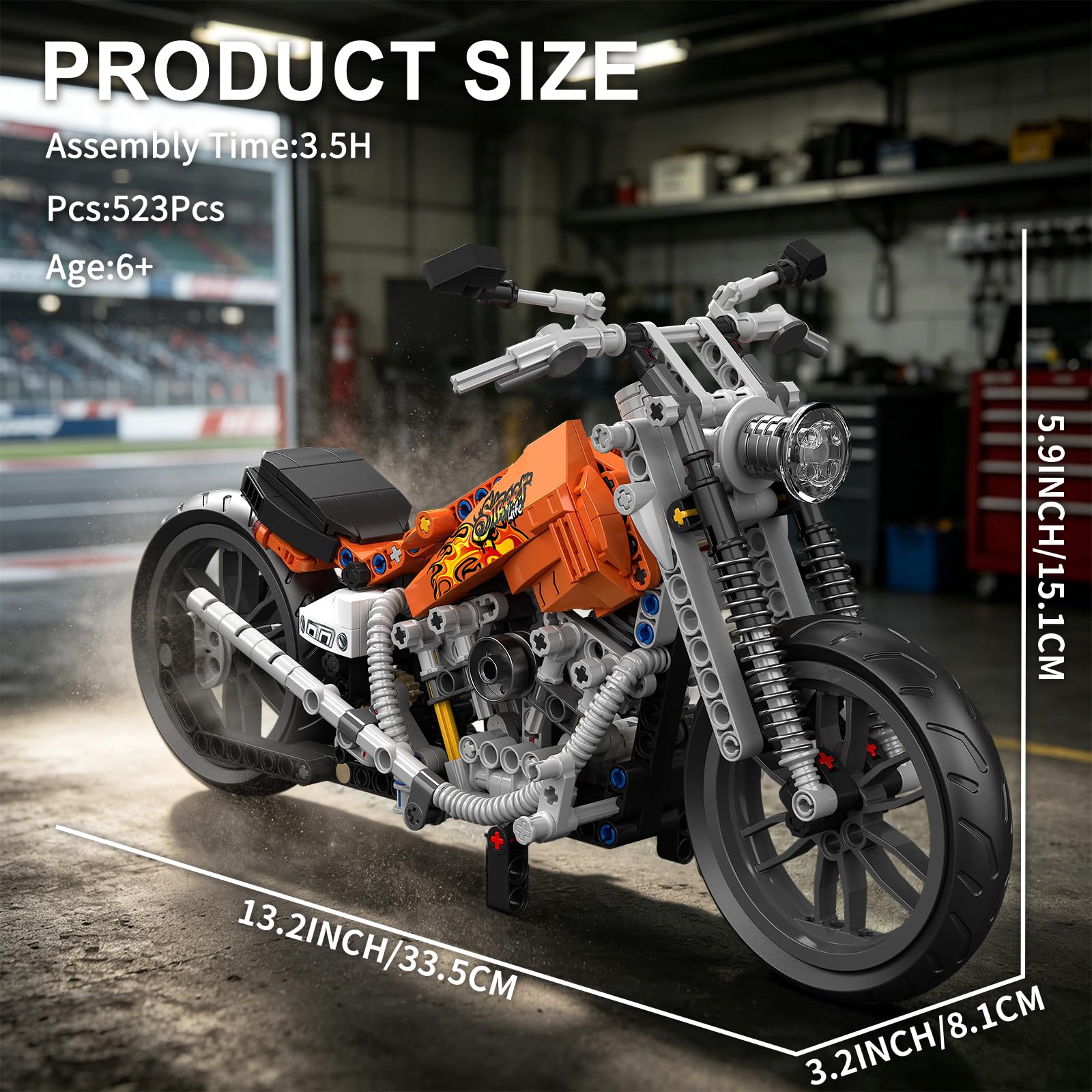 TYCOLE Moto Fiamma in Mattoncini, Set da Costruzione, Modello da Collezione