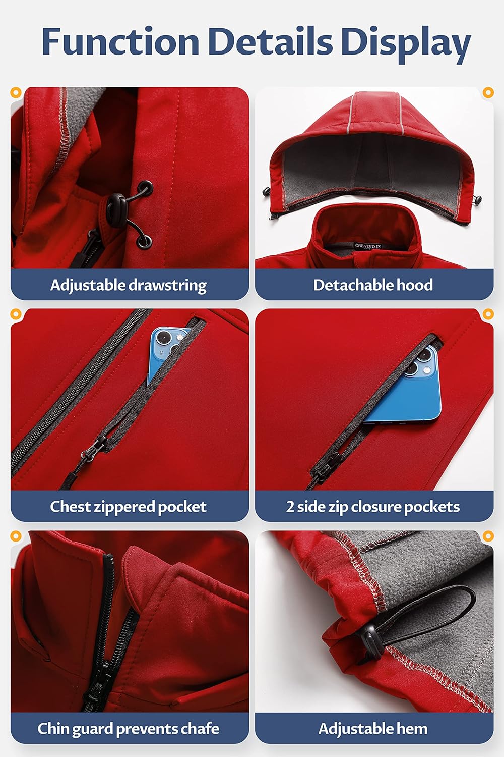 CREATMO US Women's Lightweight Softshell Vest Outerwear Windbreaker Sleeveless Jacket With Removable Hood