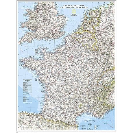 National Geographic France, Belgium, and The Netherlands Wall Map
