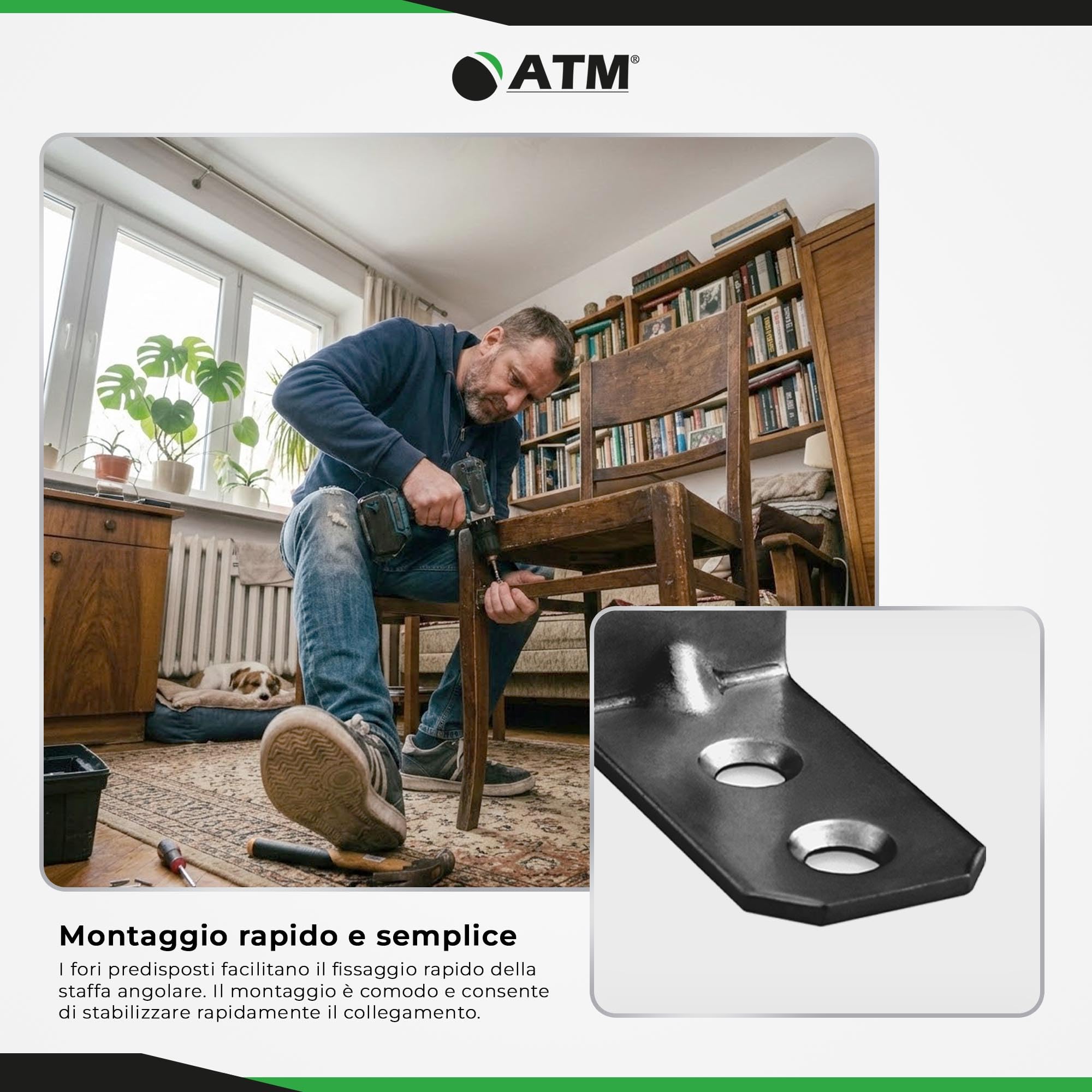 ATM Squadretta per Mobili Acciaio Zincato 30x30x16mm - Zincato Nero - Set da 100 pezzi