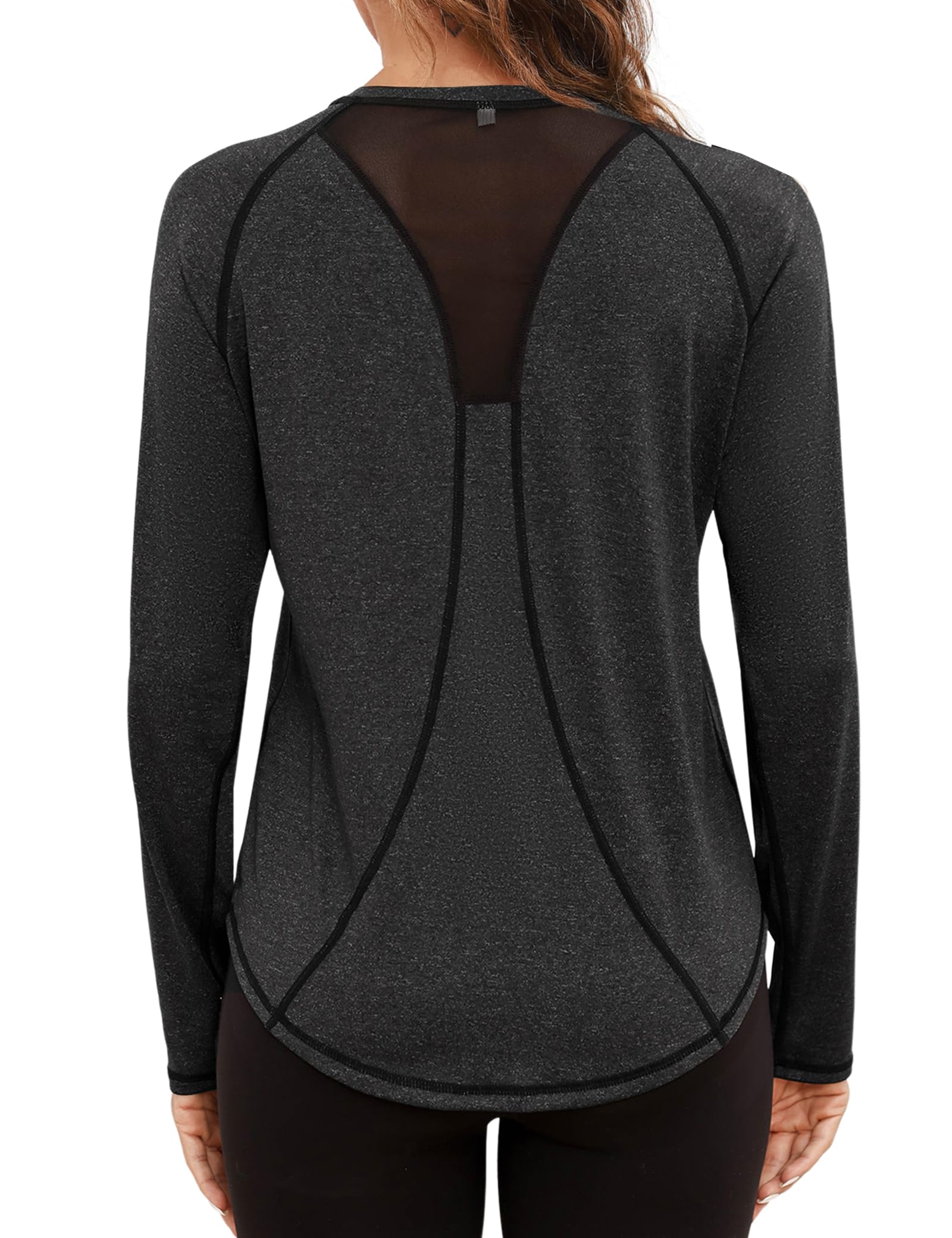 Gyabnw Funktionsshirt Damen Langarm Sportshirt Activewear Fitness Laufshirt Sport Oberteile Atmungsaktive Wandershirt Yoga