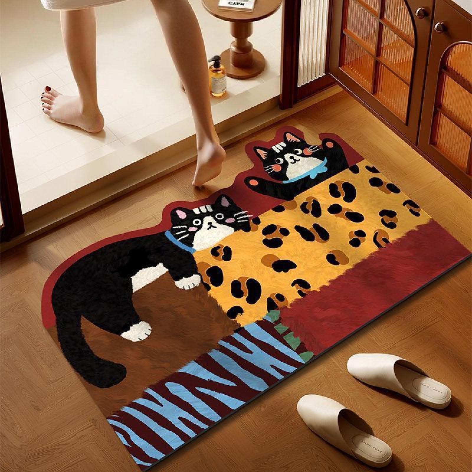 Générique Tapis de Bain Diatomite 80X120 Chat Noir Tapis de Douche