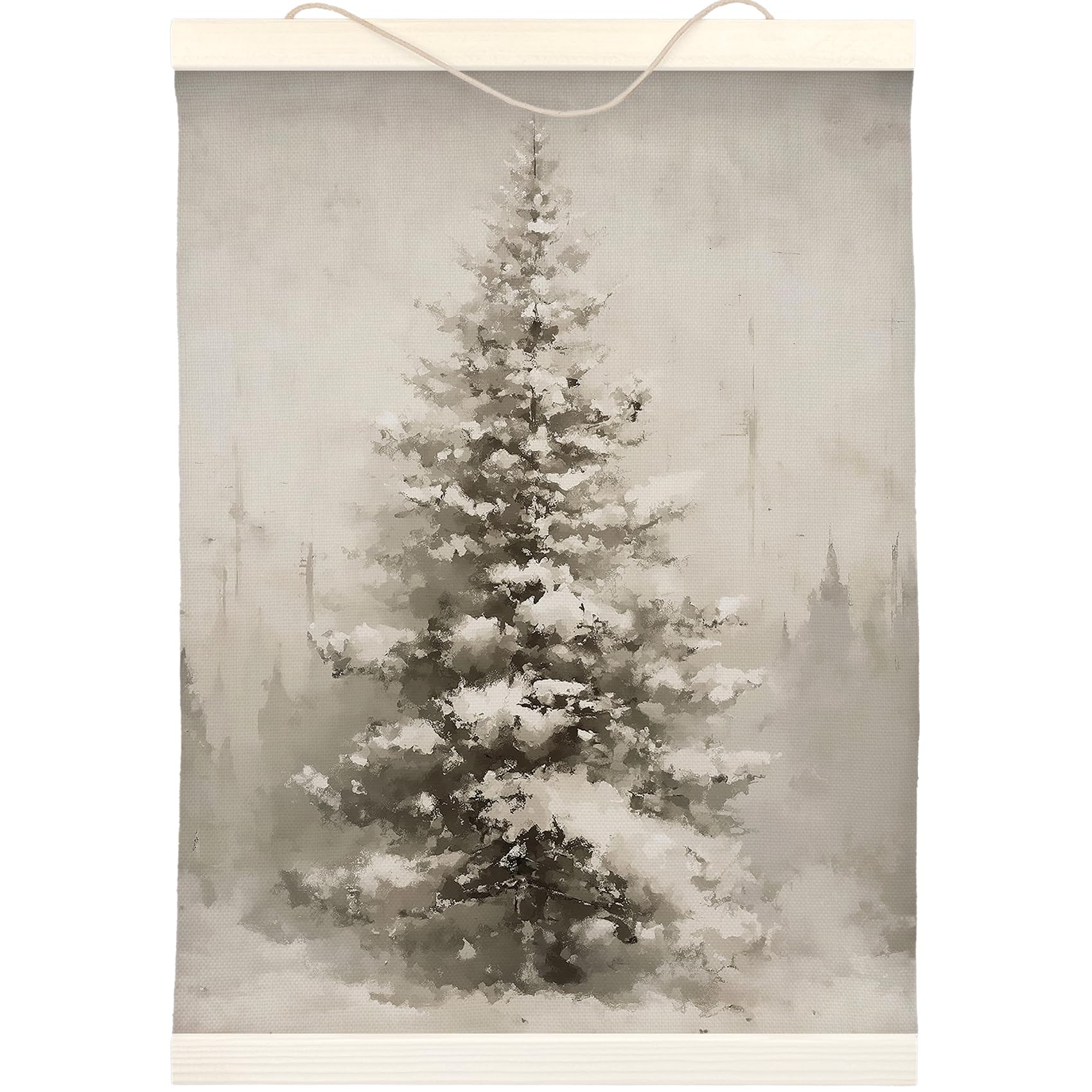 Christmas Wall Art Print, Vintage Christmas Pine Tree Art Prints Painting Rustic Fir Botanical Sketch Christmas Winter Wall Art Poster Vintage Christm