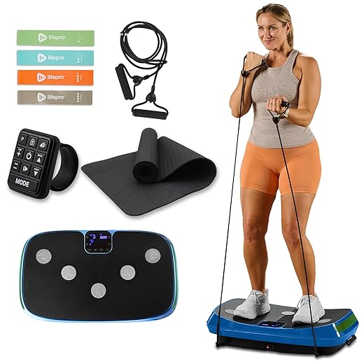 LifePro Rumblex 4D Vibration Plate Exercise Machine - Triple Motor Oscillation, Linear, Pulsation + 3D/4D Vibration Platform | Whole Body Vibration Machine for Home, Weight Loss & Shaping. (Blue)