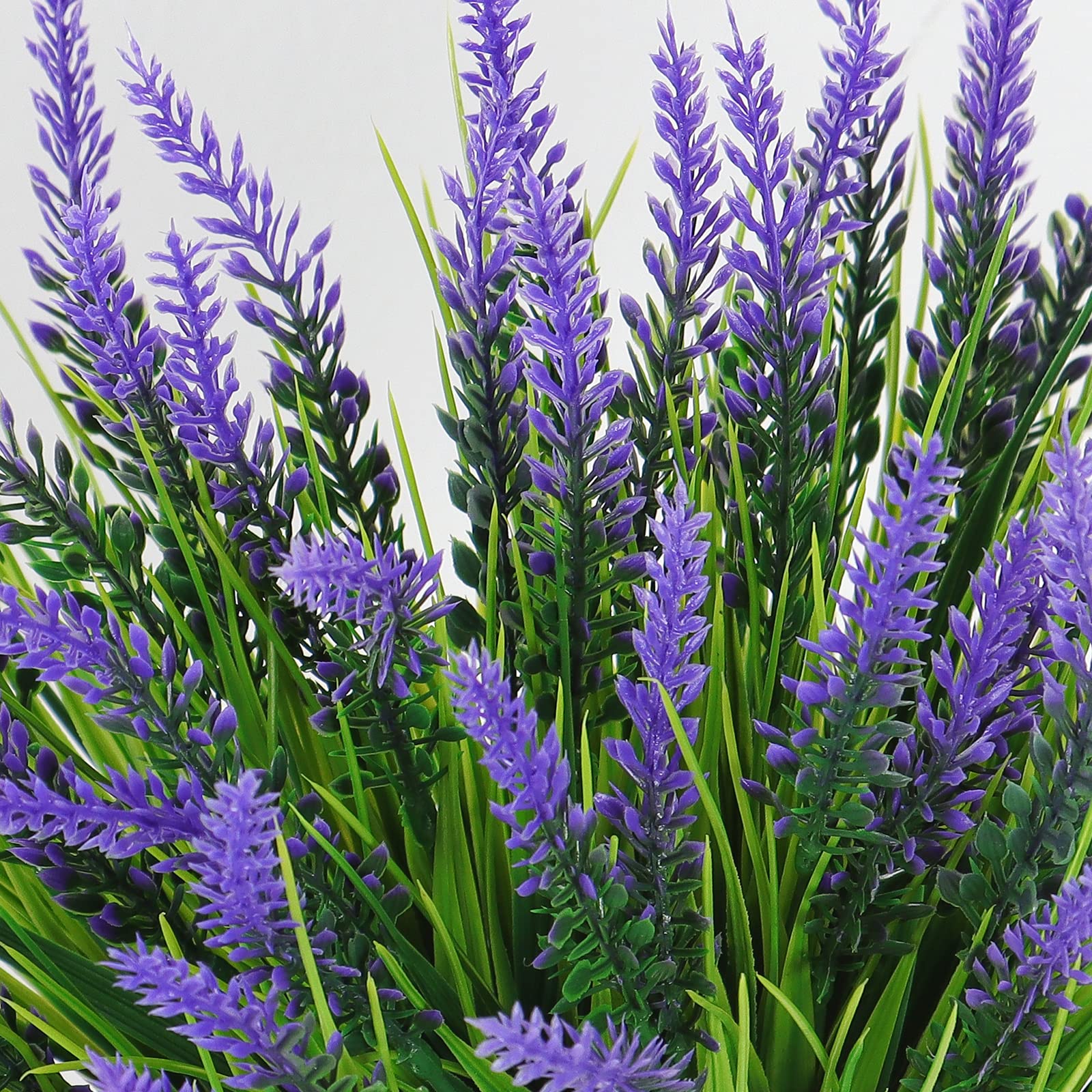 UXORSN 8 Bundles Artificial Plants Outdoor Fake Monkey Grass with Flowers UV Resistant Faux Lavender Plants Green Shrubs for Garden Patio Balcony Window Hanging Planter Home Decoration - Image 4