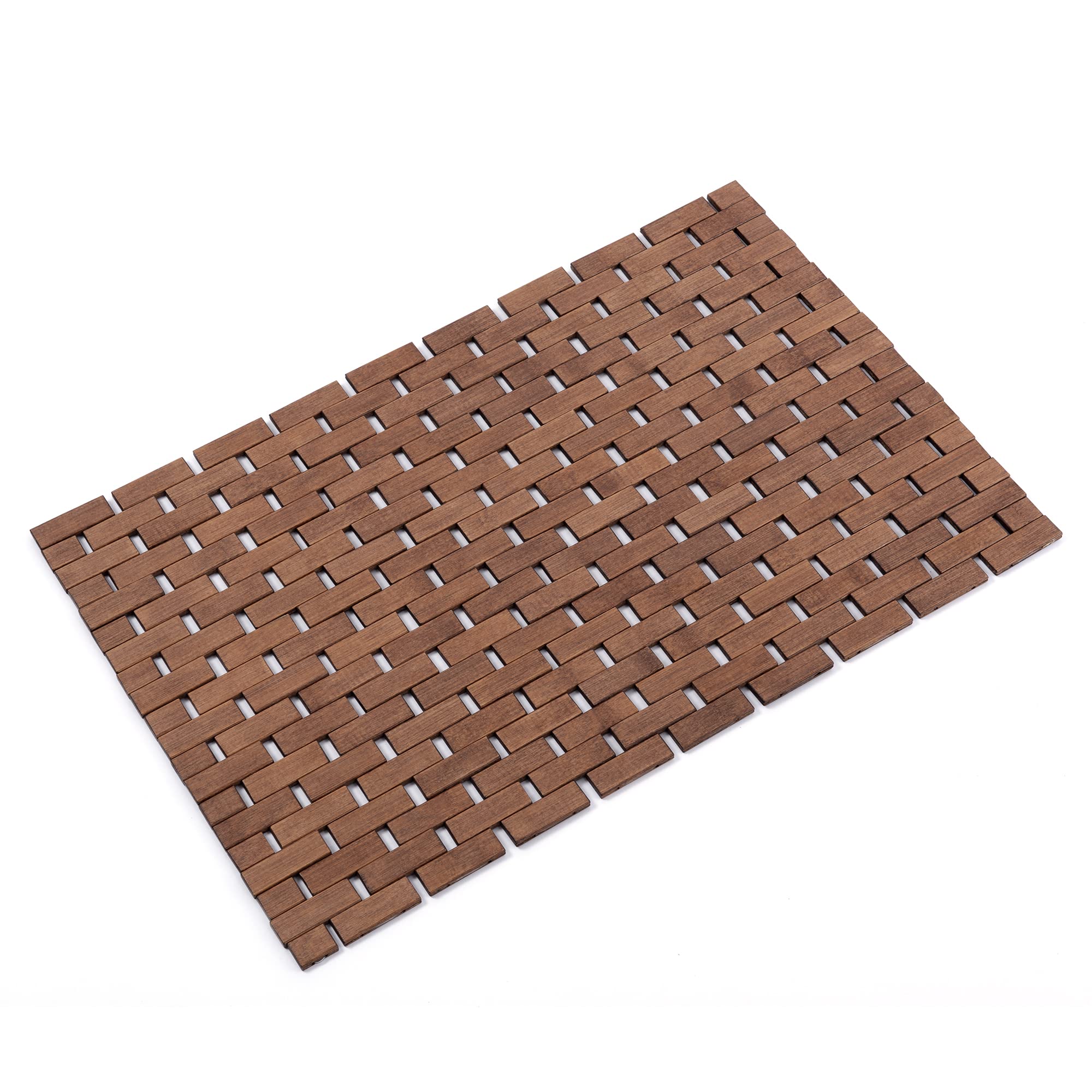 Fovlaurs Bath Mat Bathroom Rugs Floor Wood Shower Bathtub Waterproof Non Slip Accessories 16x24 Inch Easy to Clean, Walnut, 1 pc
