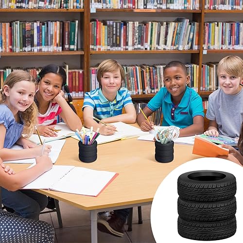 Miniatura 5 de Tenceur 8 piezas de soporte para bolígrafos en forma de neumático, decoración de escritorio para hombres, soporte para maceteros en forma de