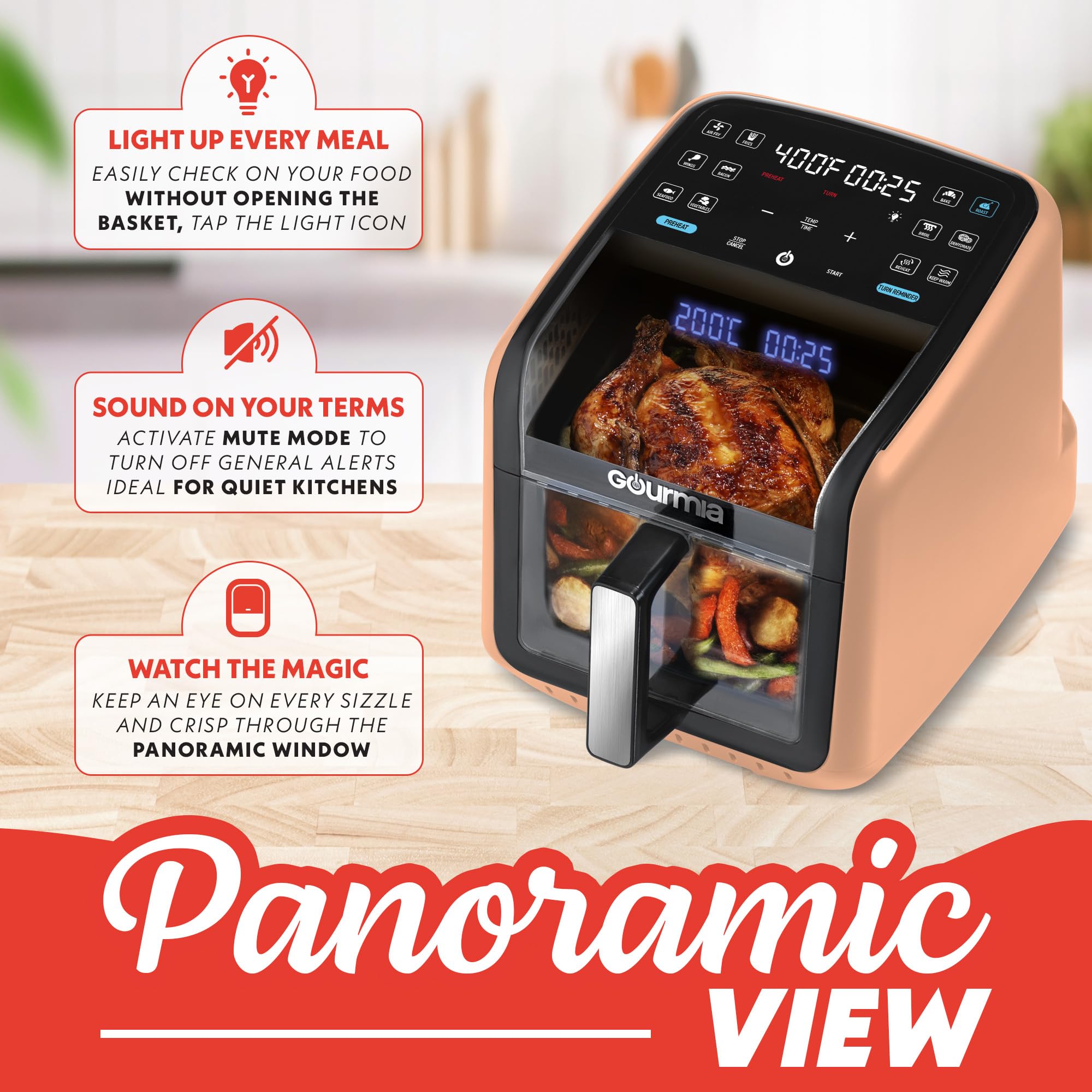 Amazon.com: Gourmia Air Fryer 7 QT - Easy View Panorama Window