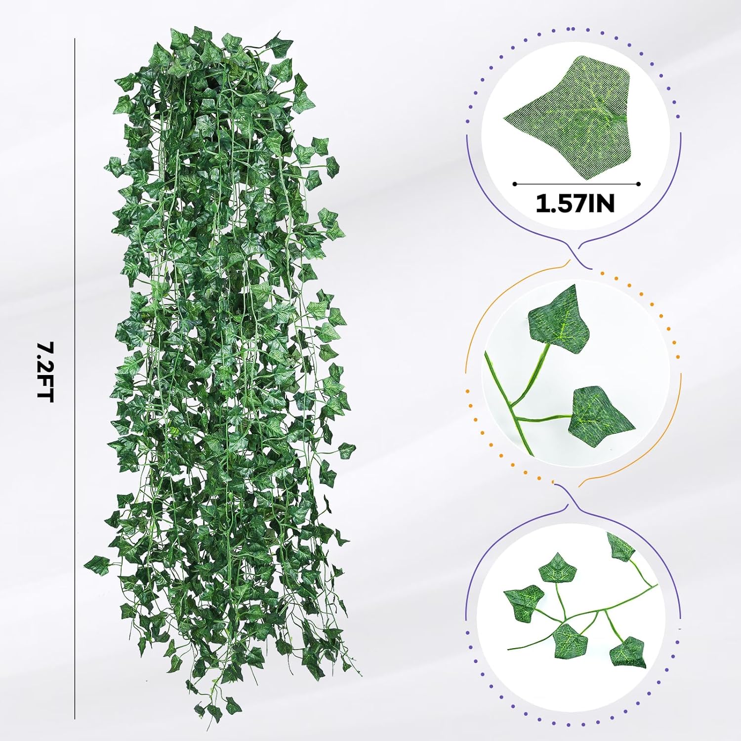 60 Pack 420 Feet Vines,Ivy,Ivy Garland,Fake Ivy,Fake Leaves,Ivy Vines,Artificial Vines,Green Vines,Leaves Room Decor,Vines for Bedroom,Wall Decor,Wedding Party - Image 2