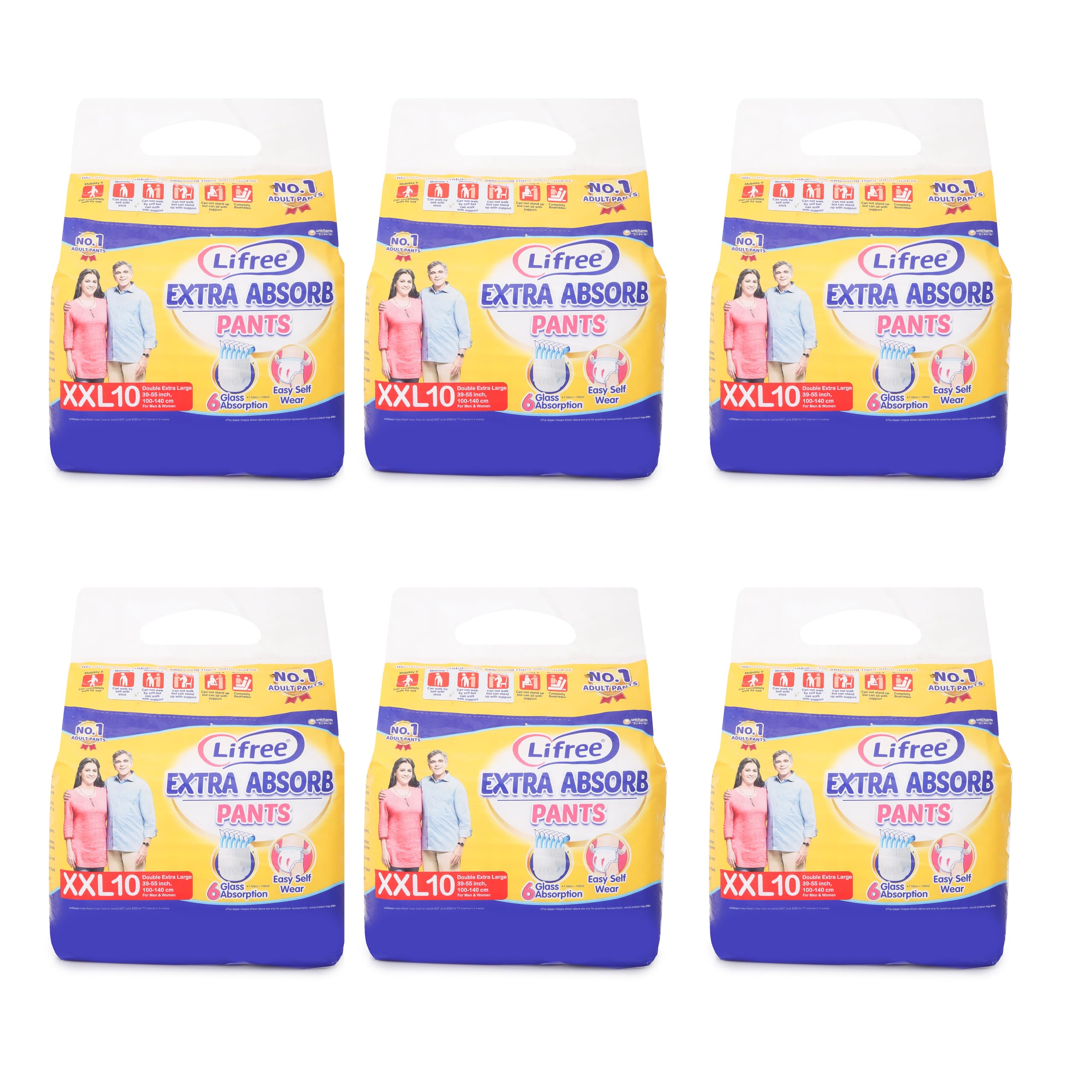 Lifree Extra Absorb Adult Diaper Pants Unisex XXL10 Pieces, Waist size (75-105 cm | 30-41 Inches) 6 Glass Absorbation (XXL10 PACK OF 6) (B0CWLJLKJ5) Amazon Price History, Amazon Price Tracker