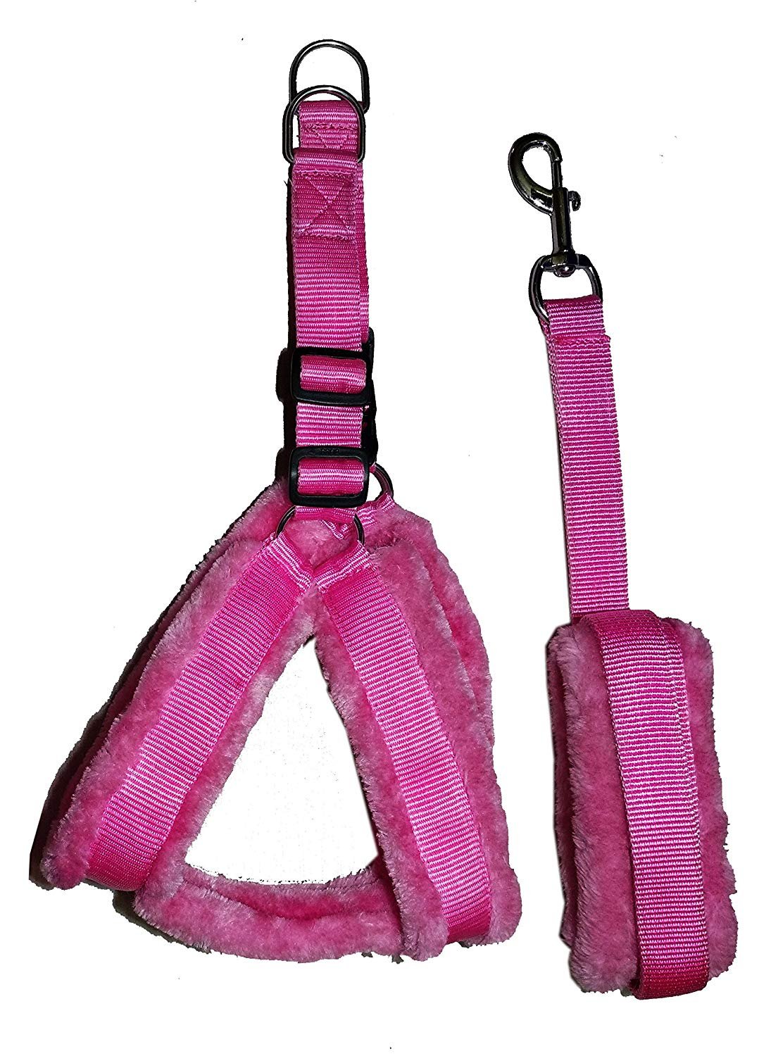 Skora Nylon Dog Harness & Leash Set with Fur 1.25 inch Large - Pink (Chest Size - 28-34) (B07FJVW119) Amazon Price History, Amazon Price Tracker