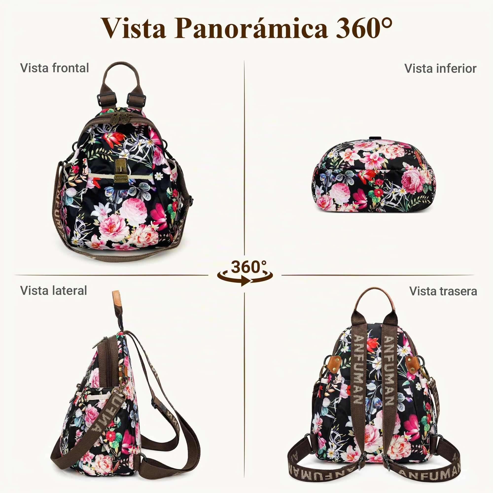 Mochila Para Mujer Elegante Dama Bolso de Mano Estampado de Moda Diseño Desgastado de Hardware Bolso de Hombro Para Mujer Viajes Escuela Camping Impermeable Tela Oxford