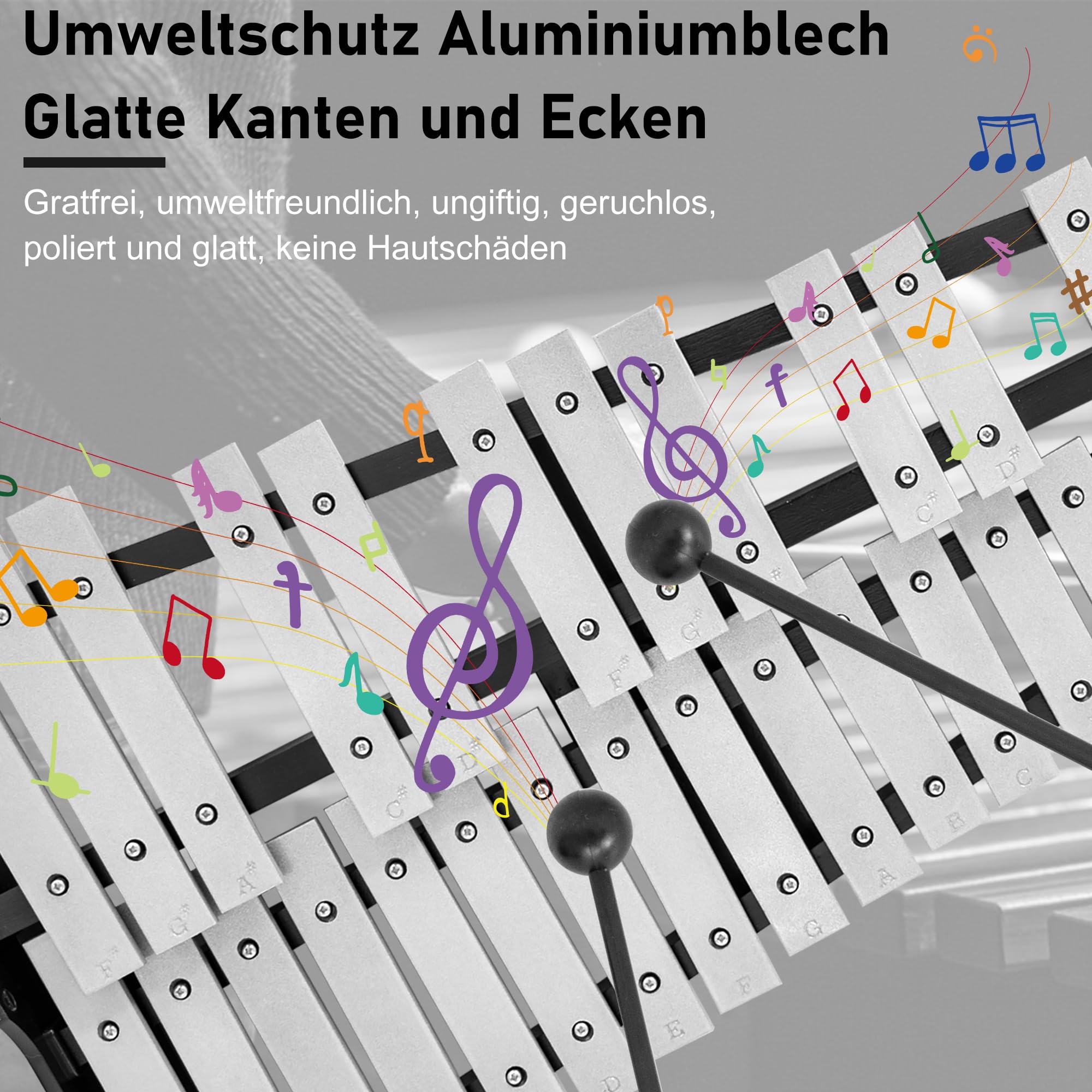 OUUTMEE xilófono kit de glockenspiel de xilófono de 32 notas con baquetas.