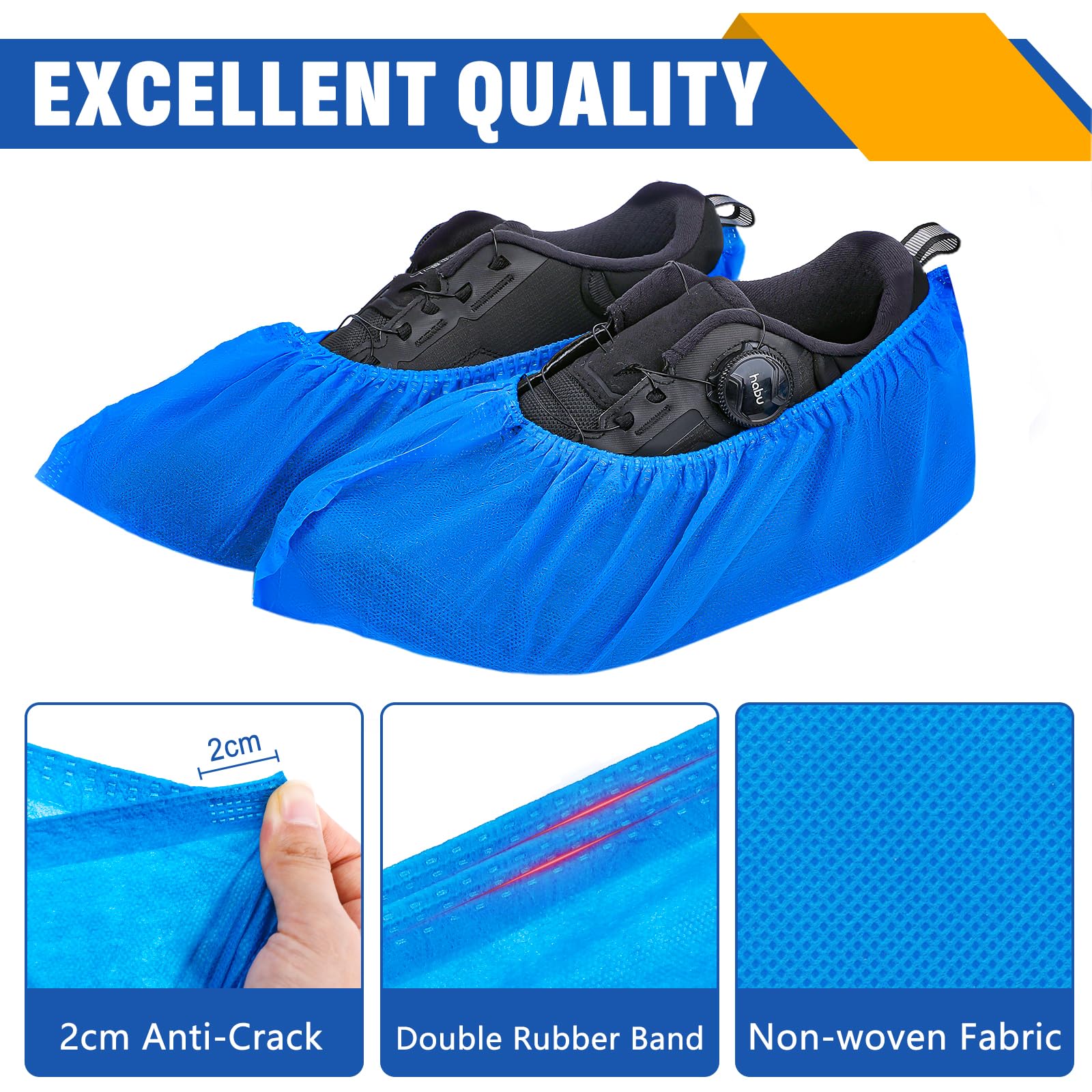Paquete de 600 fundas desechables para zapatos (300 pares), duraderas y reutilizables para interiores, tela no tejida azul, fundas desechables para botas y zapatos, tamaño más grande para varios