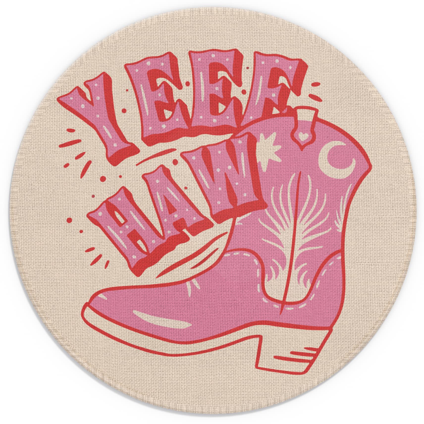 Znzd Hot Pink Western Yeehaw Mouse Pad - 7.9x7.9 Inch Wild West Desert Design Non-Slip Mat