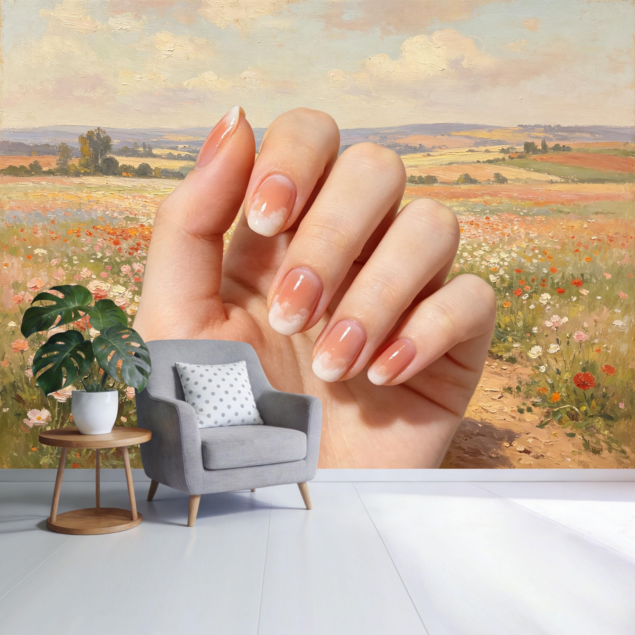 Custom Size Wall Mural Sunlit Floral Meadow Landscape Oil Painting Style SelfAdhesive Wall Fabric Removable Wallpaper for Home Office Decor