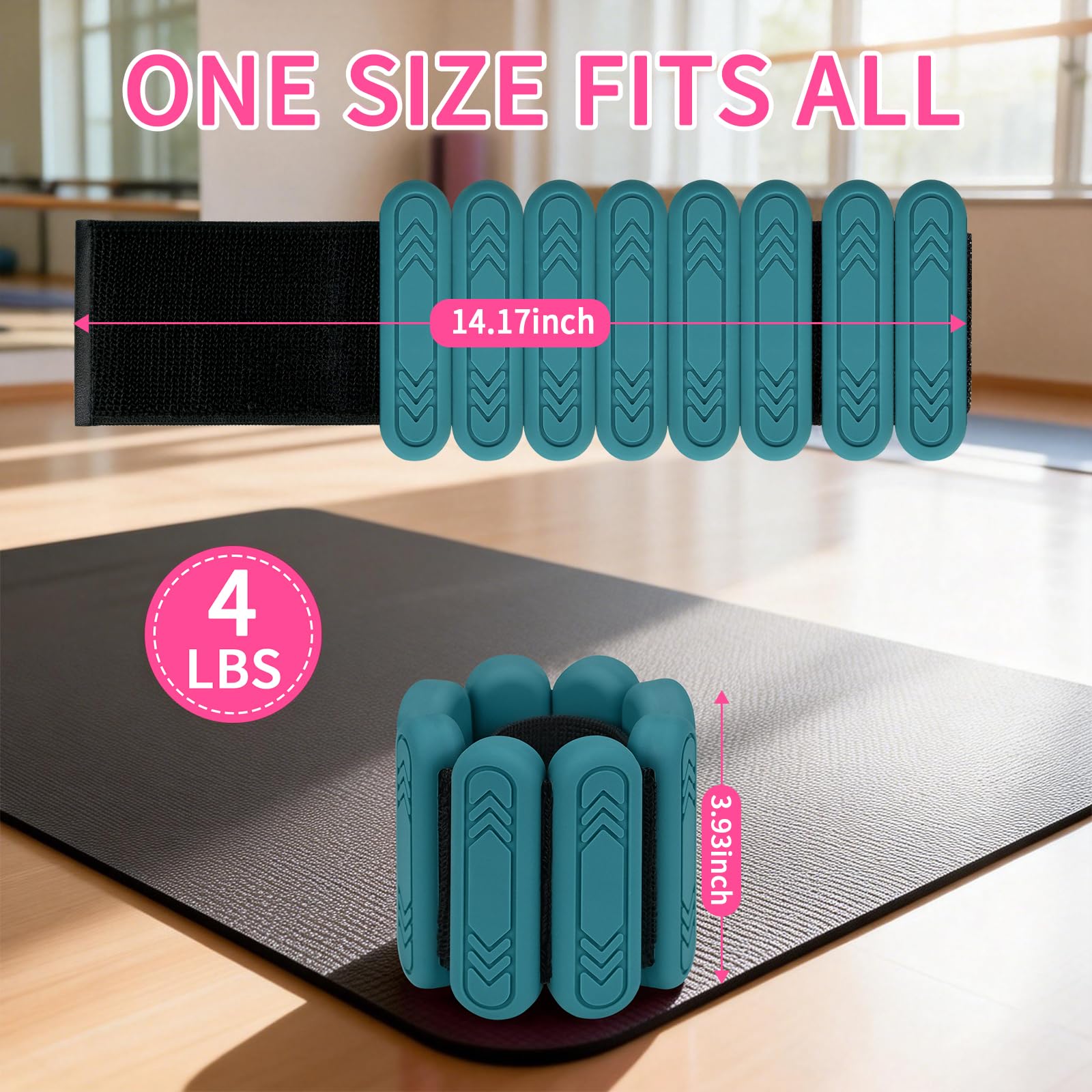 Set di 2 pesi per caviglia (0,5 kg/0,9 kg ciascuno), pesi regolabili per polsi e caviglie per donne e uomini, braccialetti in silicone per allenamento della forza, per nuoto, corsa, pilates