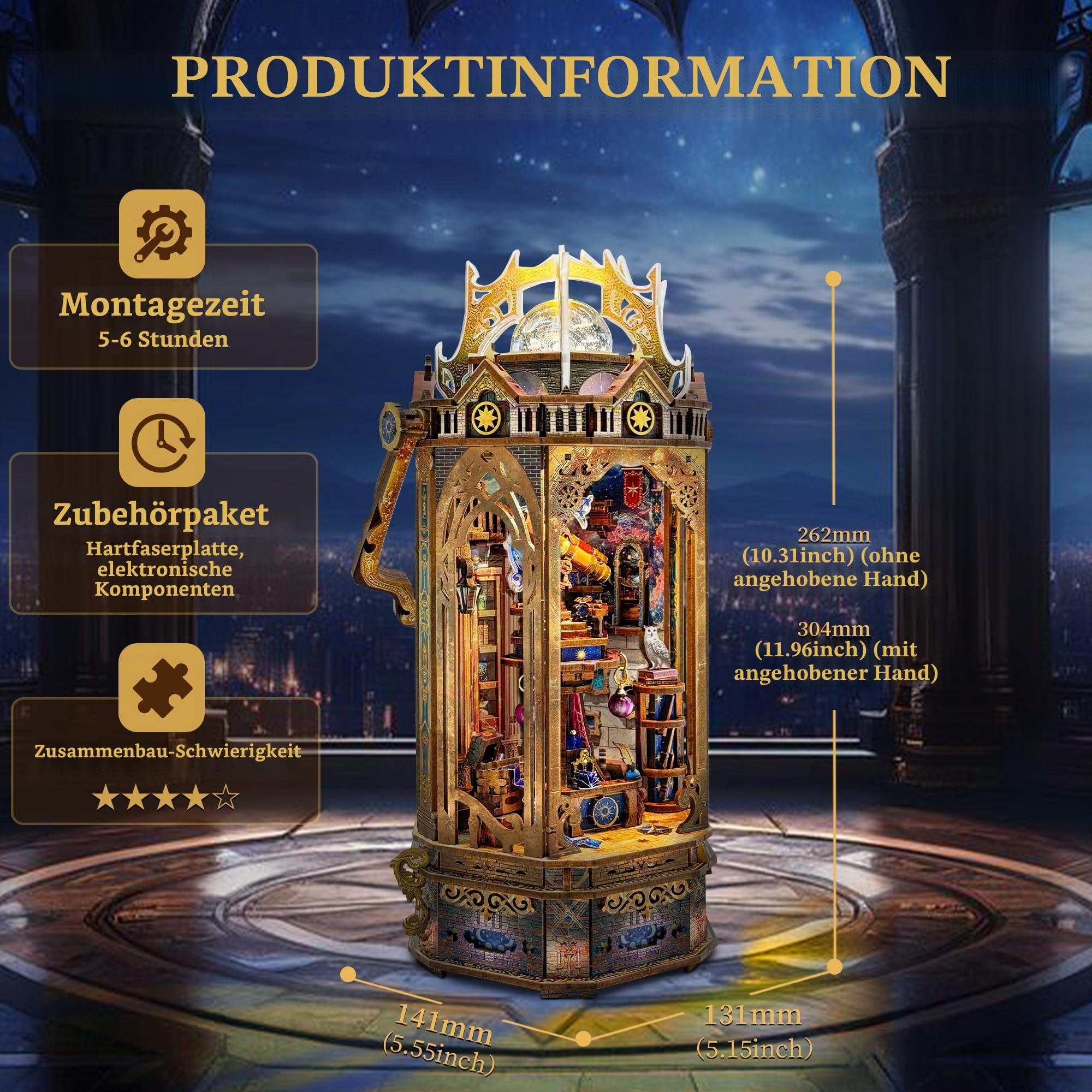 3D-Holzpuzzles für Erwachsene - 423-teiliger 3D Modellbausatz zum Selberbauen, DIY-Handwerk mit 3-Stufen-Modus, tragbares Stressabbau-Puzzle für Heimdekoration und Geschenke