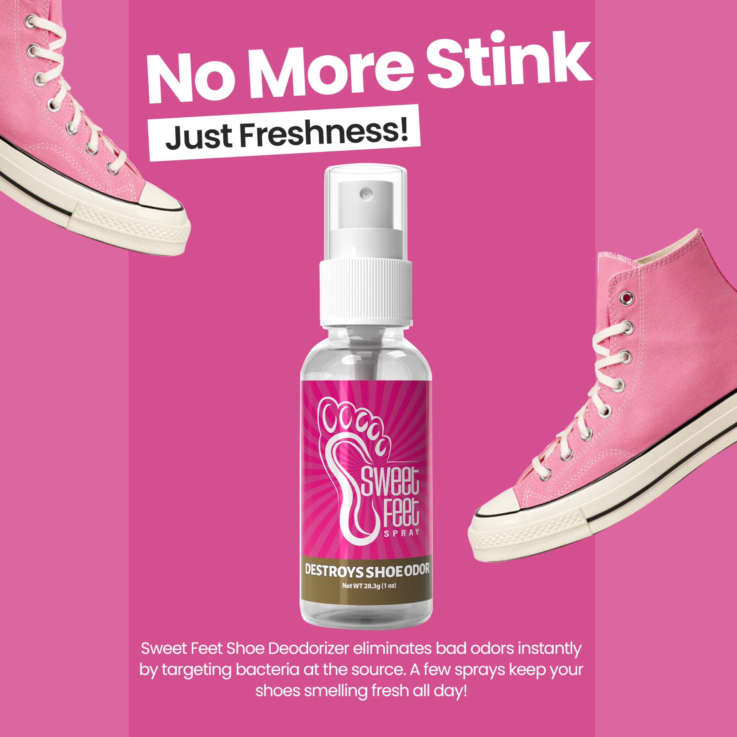 Shoe Deodorizer Spray – Cherry Plum Scent – Natural, Non-Toxic Odor Neutralizer for Footwear, Gym Bags, Kids & Adults – 1 oz by Sweet Feet