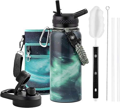 Miniatura 99 de Botella de agua aislada de 24 onzas, de acero inoxidable con triple pared al vacío (fría durante 48 horas, caliente durante 24 horas), a prueba de