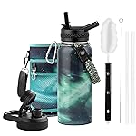 RAYMYLO 32oz Insulated Water Bottle, Triple Wall Vacuum Stainless Steel Water Bottles - Keeps Cold 48H, Reusable Metal water flask Jug for Gym, Sports, Camping, Hiking,Travel, Aurora-Green