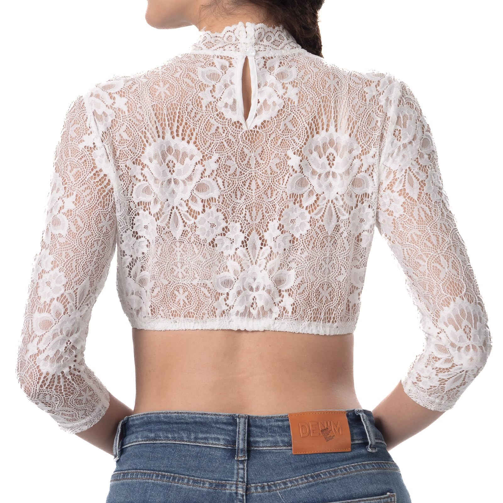 Dirndlbluse Spitze Hochgeschlossen Dirndl Bluse Damen Langarm