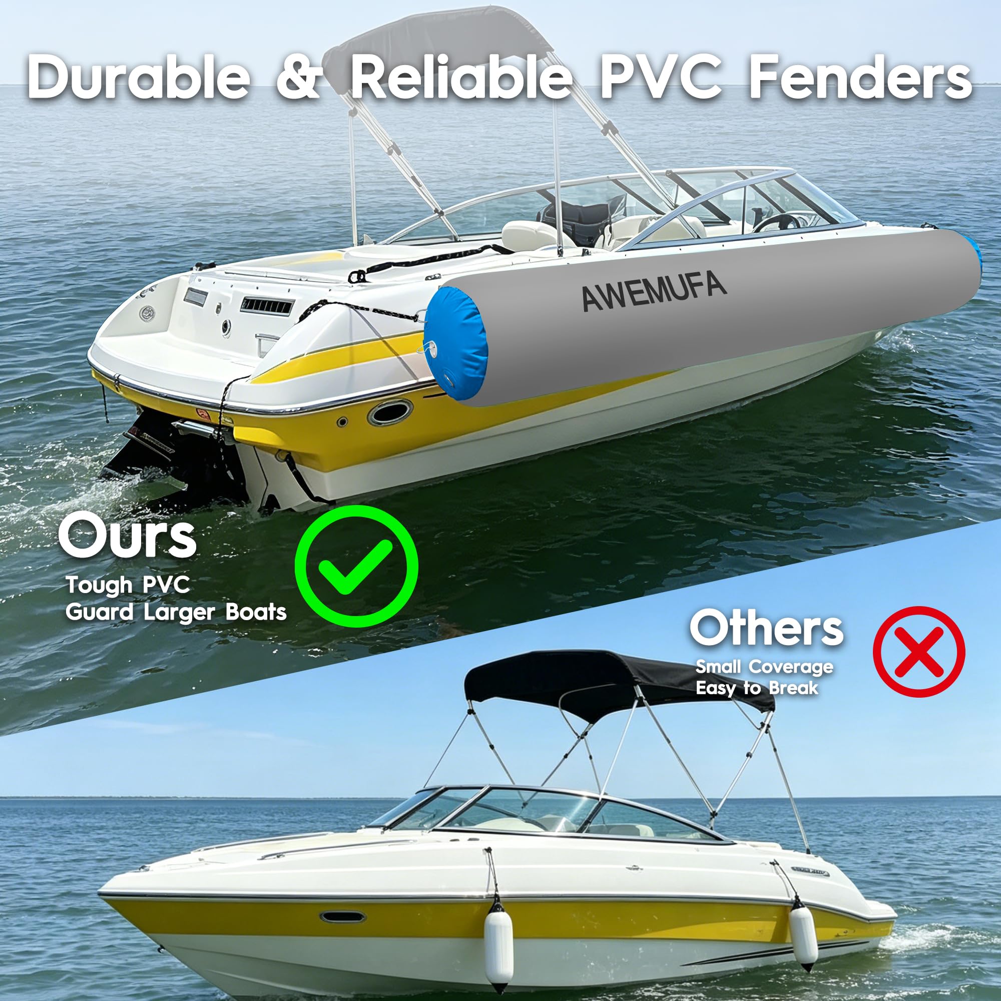AWEMUFA 10ft Heavy Duty Inflatable Boat Fender Gallery Image