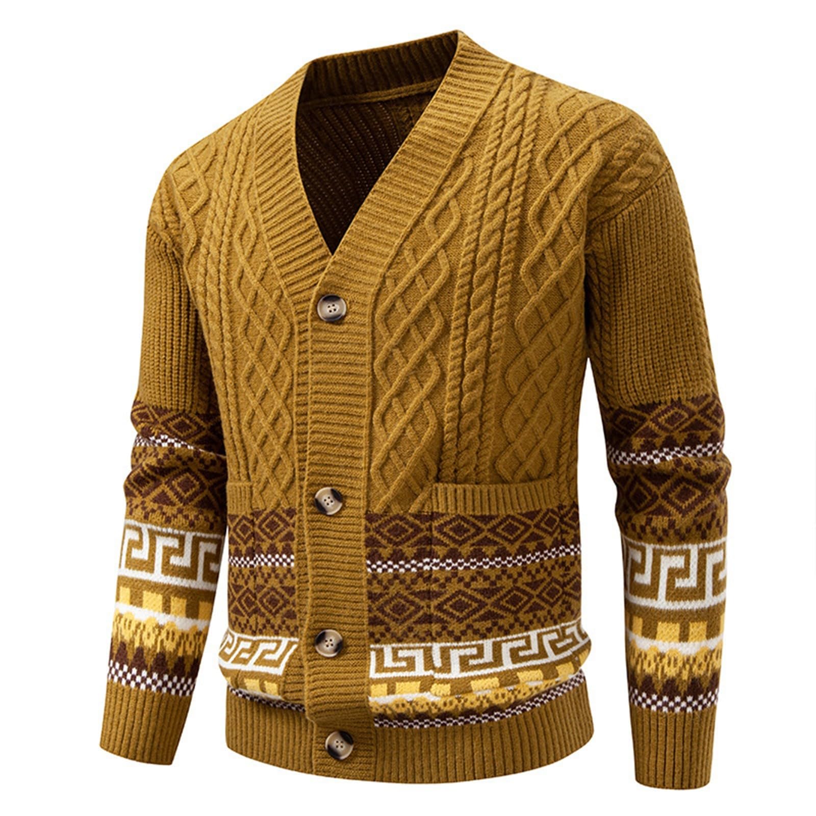 Cárdigan De Invierno para Hombre, Botones para Chaqueta Hombre Cuello con Solapa Manga Larga Cárdigan De Punto Cierre De Botones Chaqueta Invierno Holgado Casual para La Moda Diaria Y Comodidad