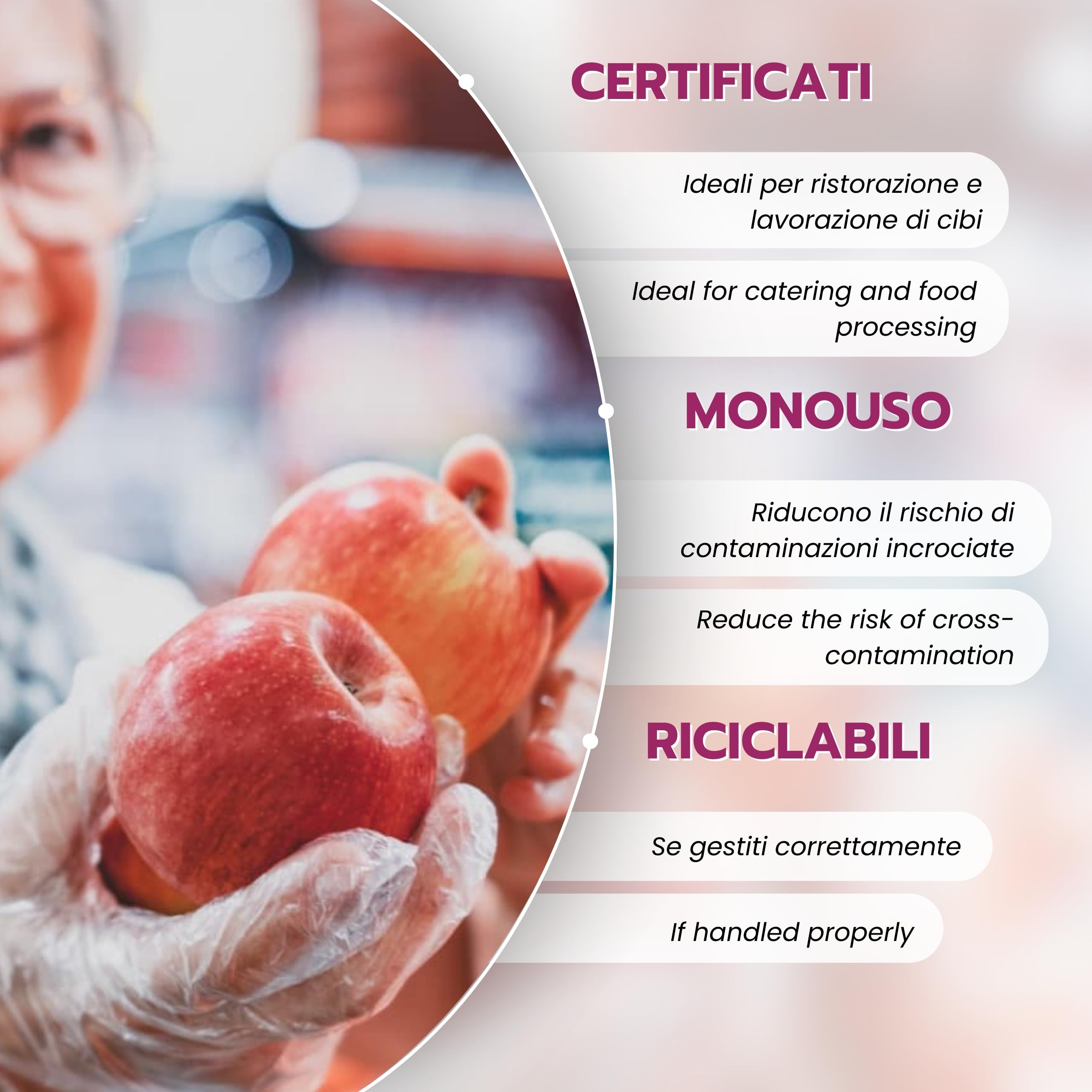 Bottari Guanti Monouso in HDPE Senza Polvere, Resistenti per Pulizia, Alimenti, Giardinaggio, Bricolage e Casa