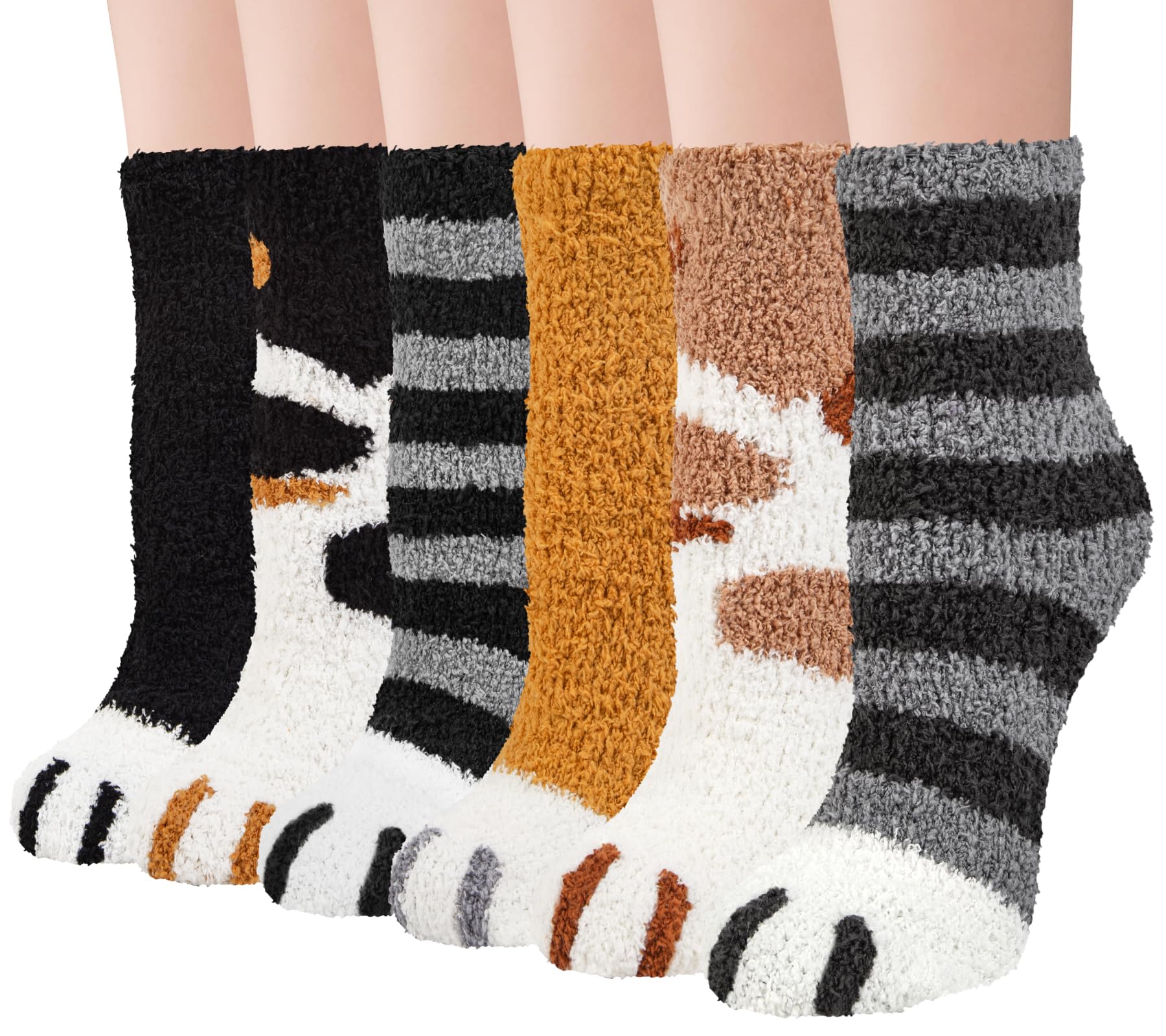 Loritta 5 Pairs Womens Fuzzy Socks Cozy Soft Fluffy Cute Cat Animal Winter Warm Slipper Socks Christmas Stocking Stuffers Gifts